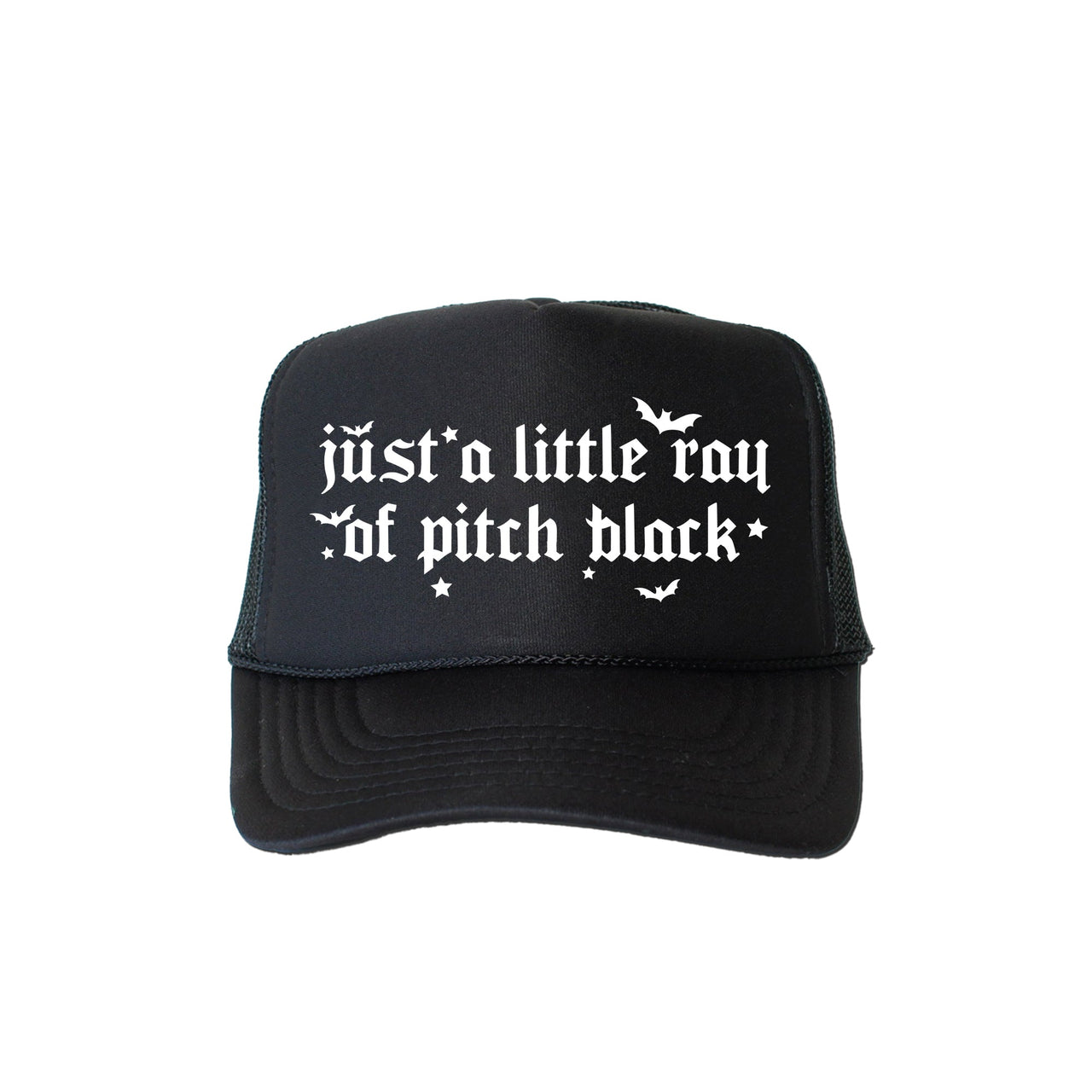 Just A Little Ray Of Pitch Black Sassy Halloween Funny Graphic Design Trucker Hat