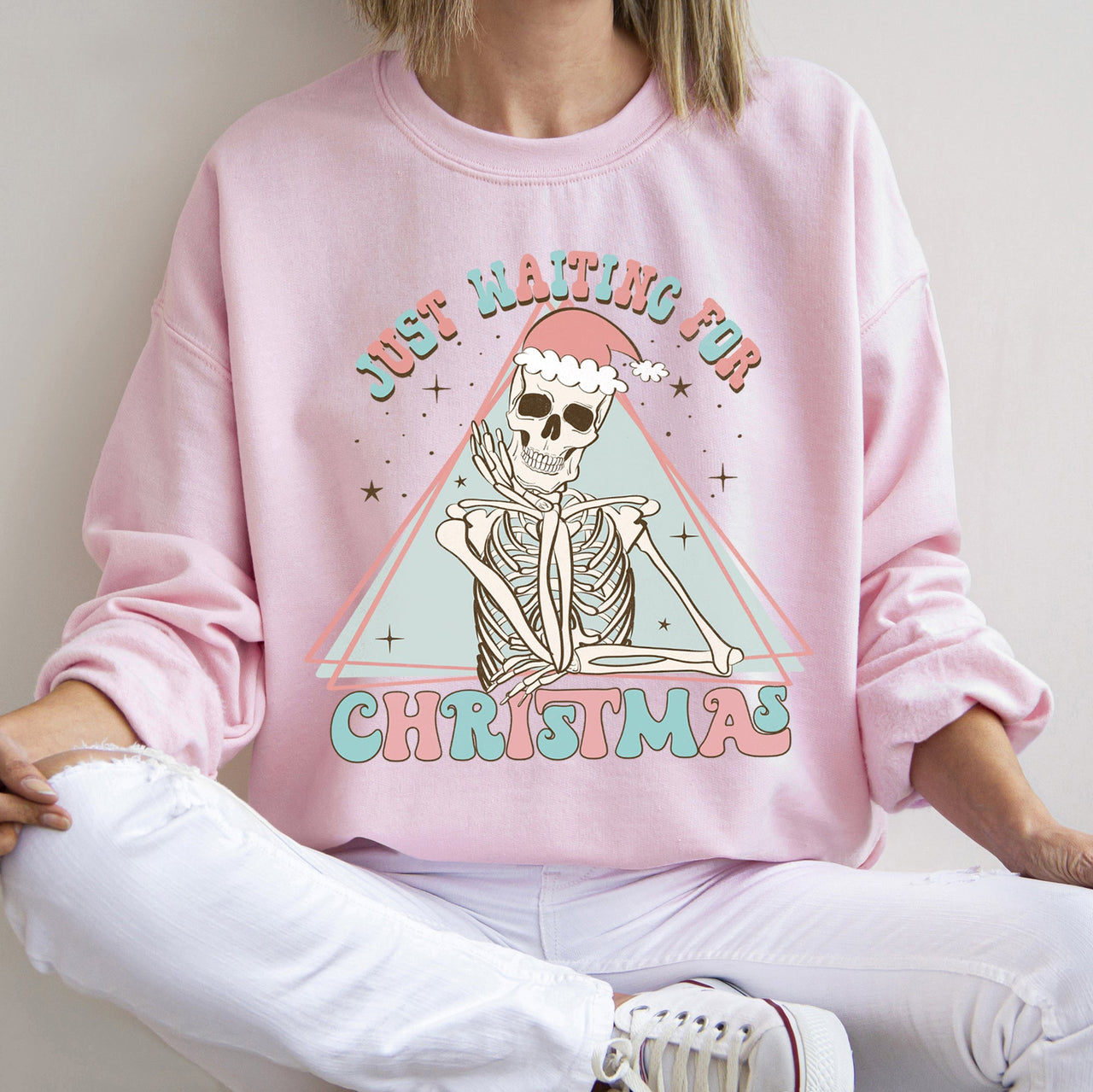 Just Waiting For Christmas, Skeleton Illustration Graphic Limited Edition Sweatshirt