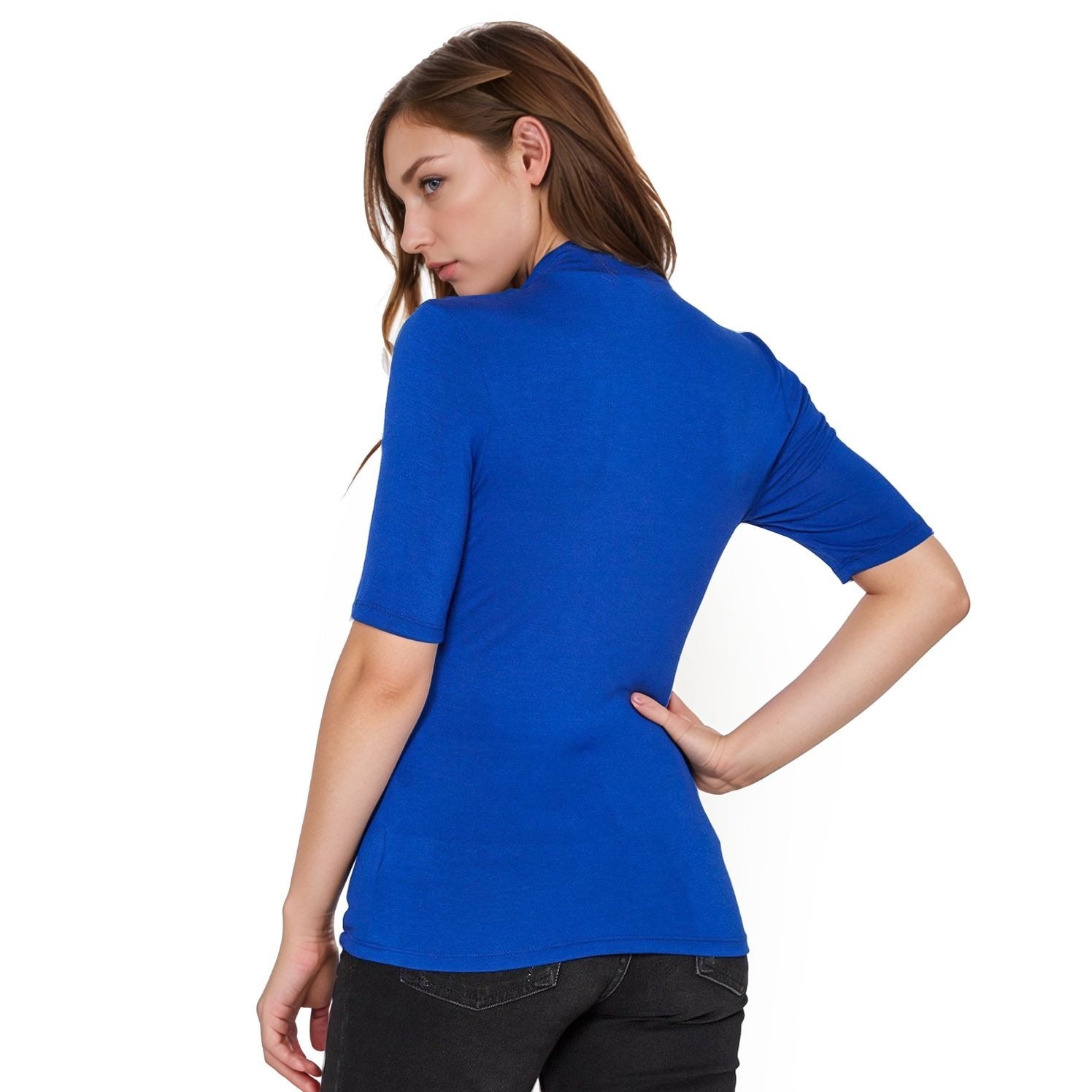 Women's Half Sleeve Turtle Neck Fitted Top