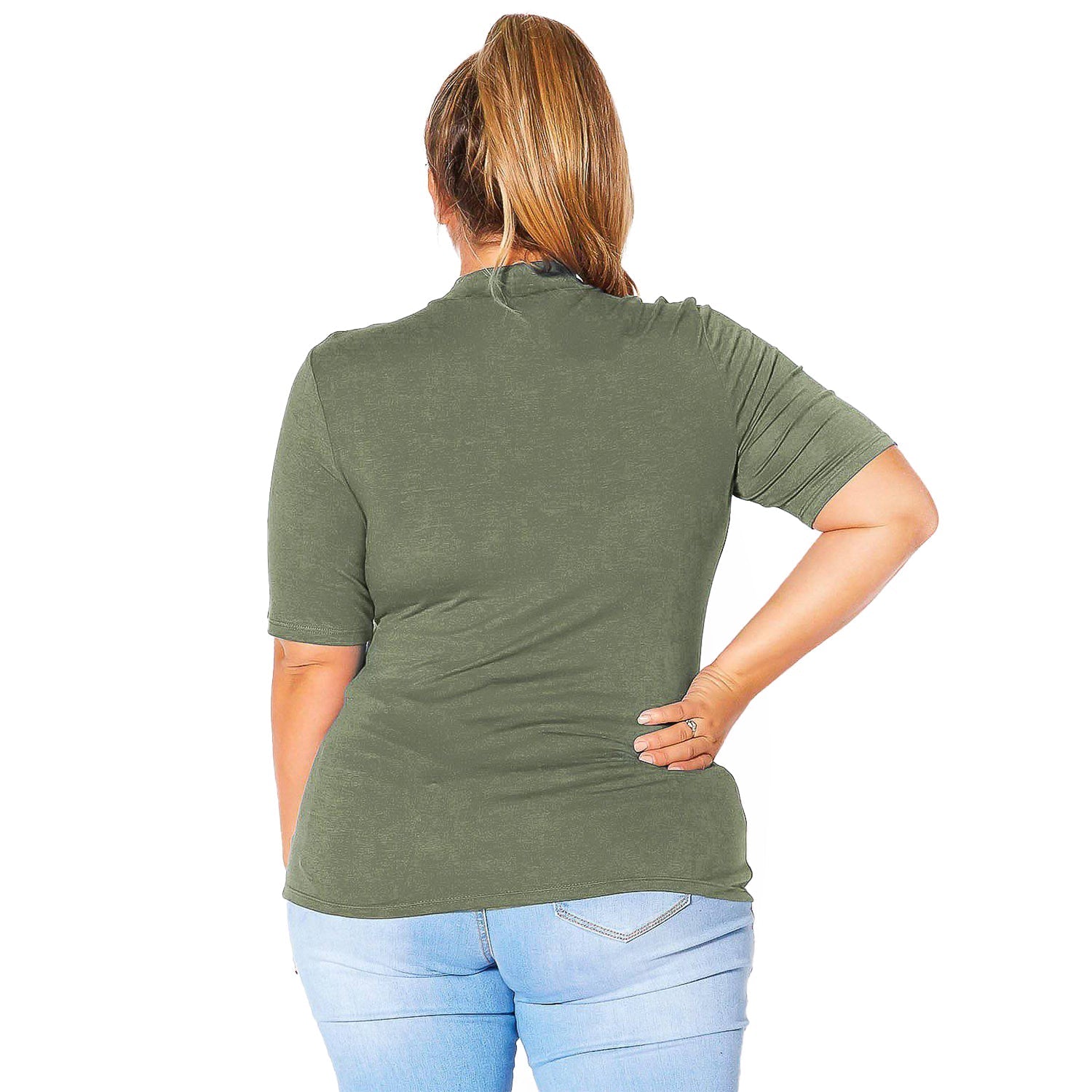 Plus Size Half Sleeve Turtle Neck Fitted Top