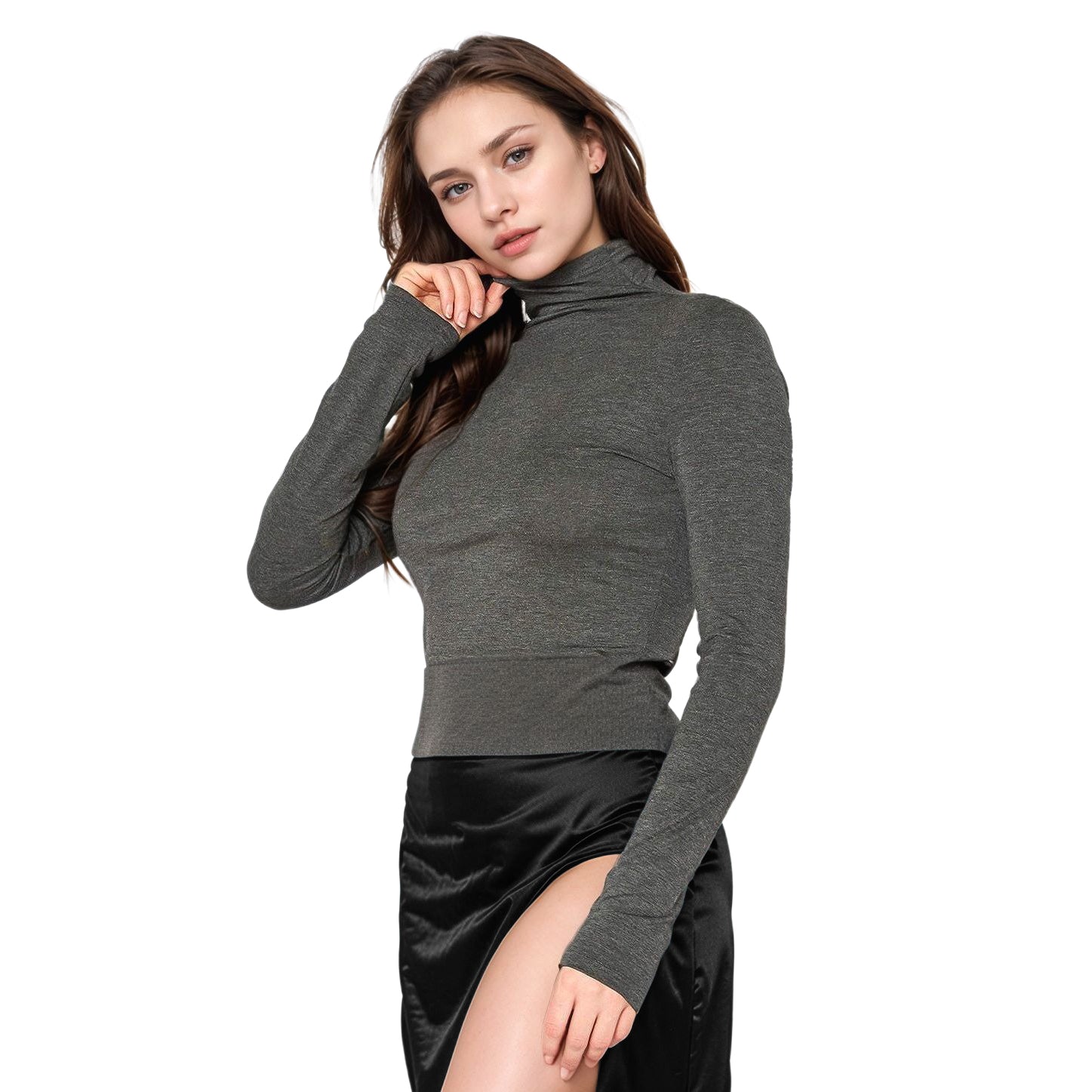 Women's Long Sleeve Turtle Neck Fitted Top