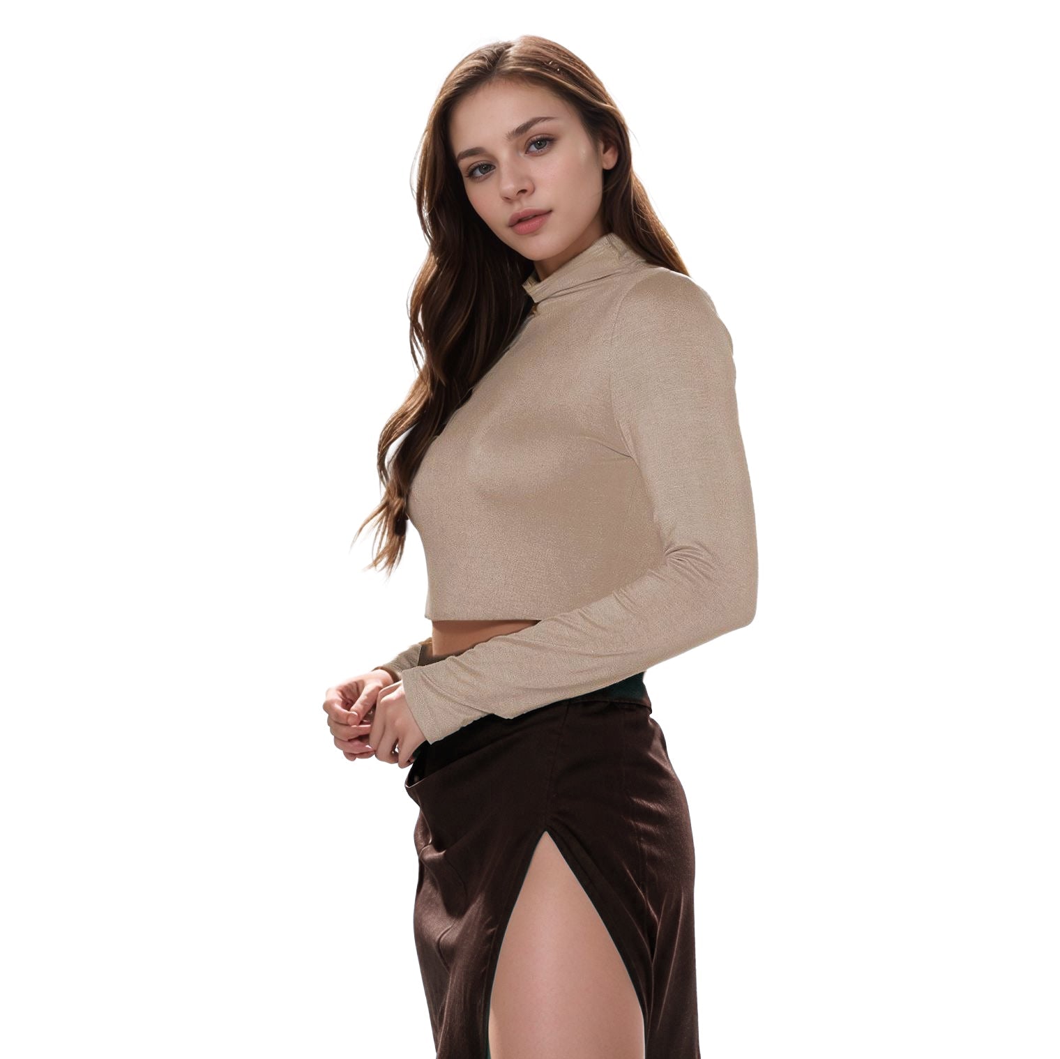 Women's Long Sleeve Turtle Neck Fitted Top