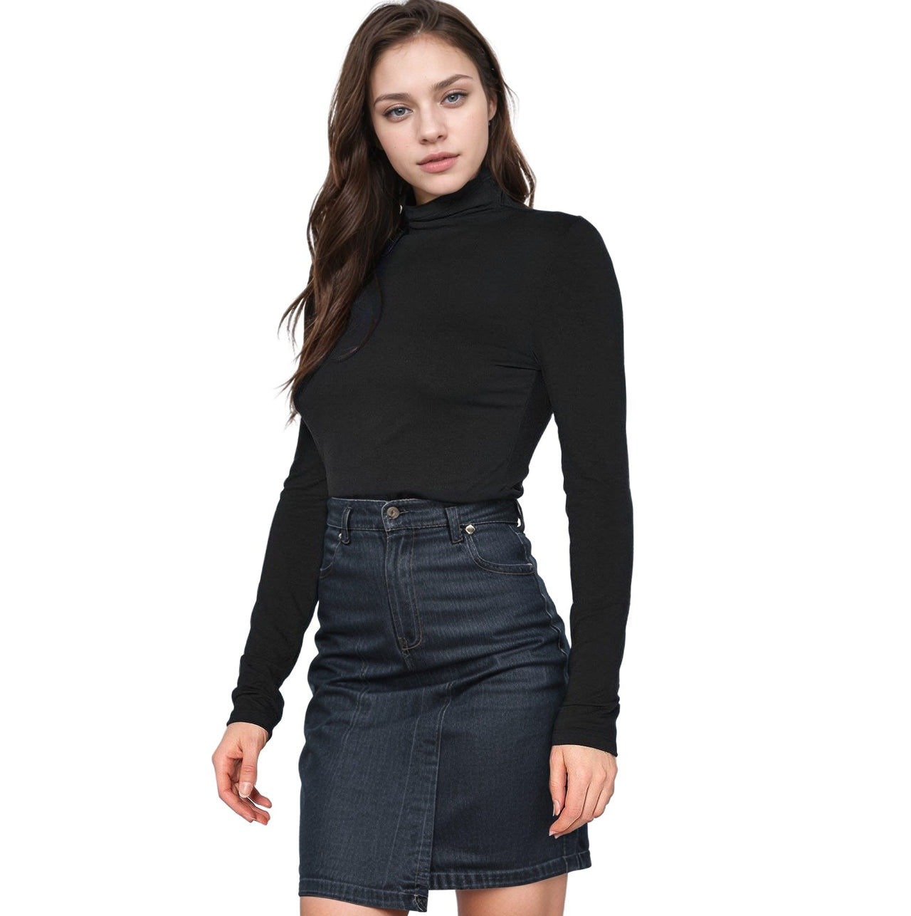Women's Long Sleeve Turtle Neck Fitted Top