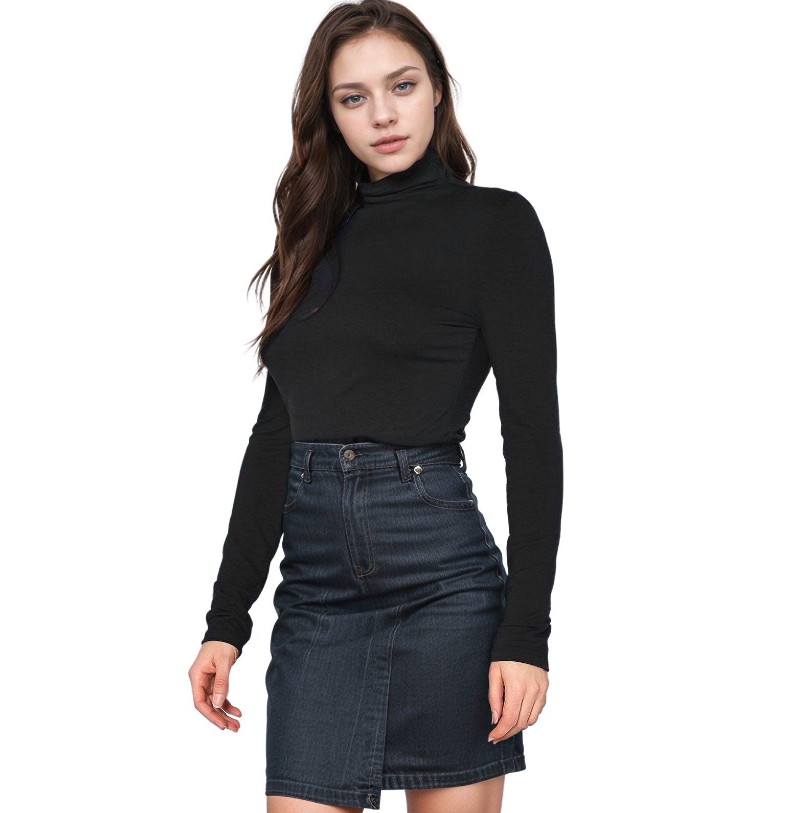 Women's Long Sleeve Turtle Neck Fitted Top