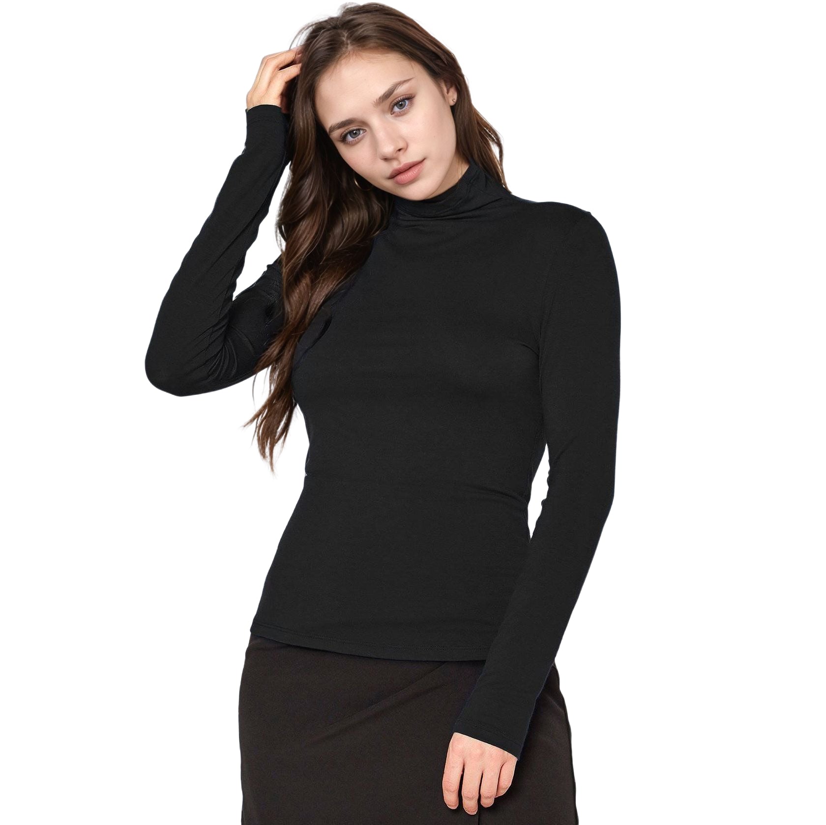 Women's Long Sleeve Turtle Neck Fitted Top