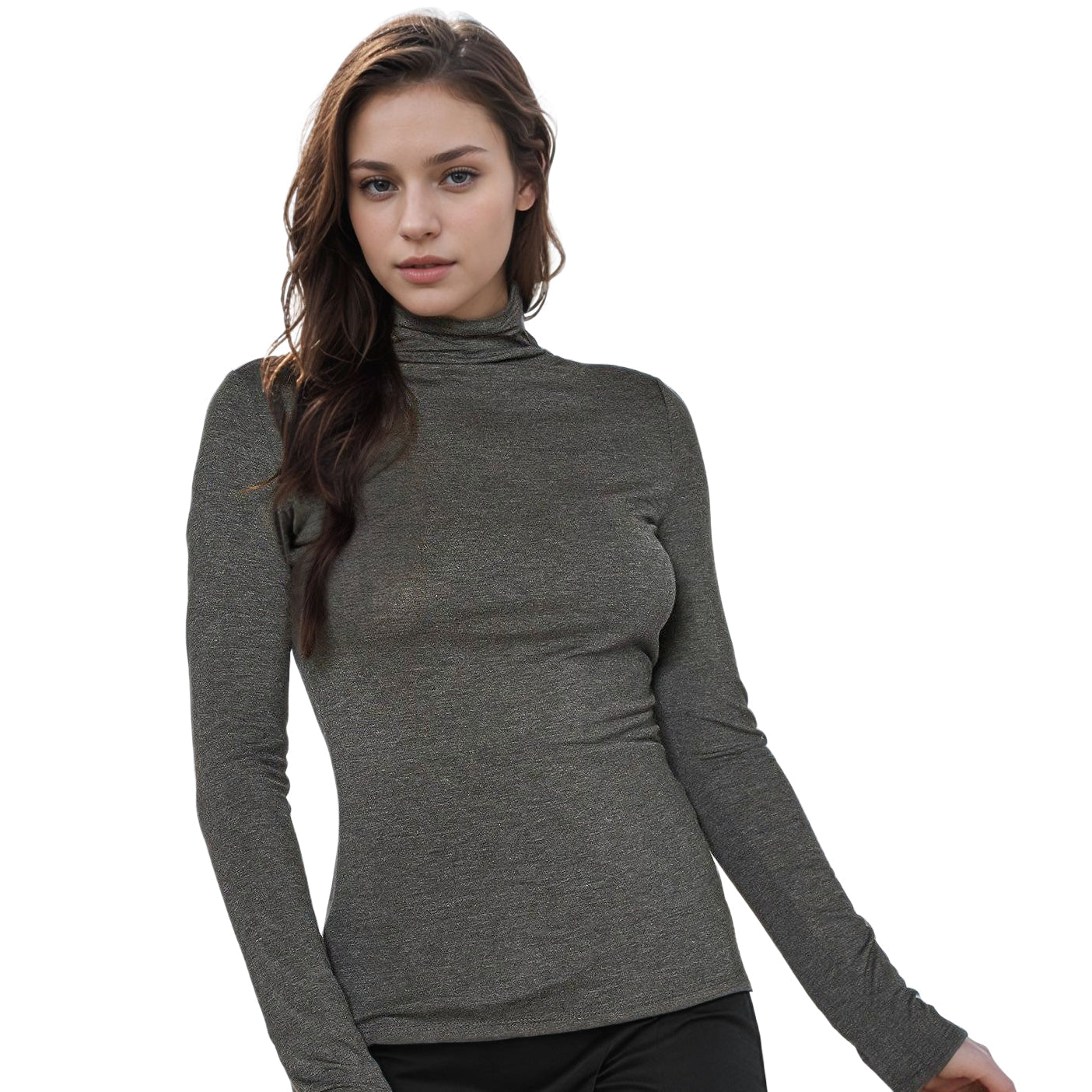 Women's Long Sleeve Turtle Neck Fitted Top