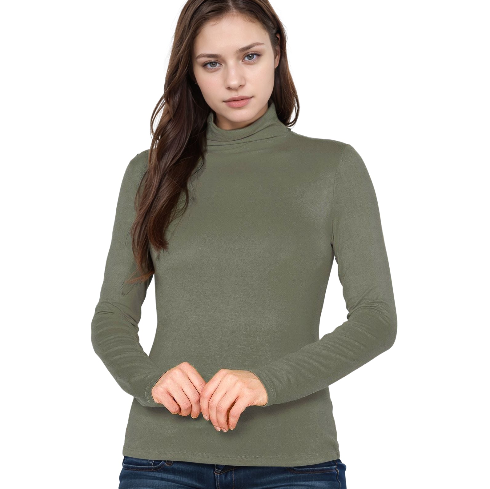Women's Long Sleeve Turtle Neck Fitted Top