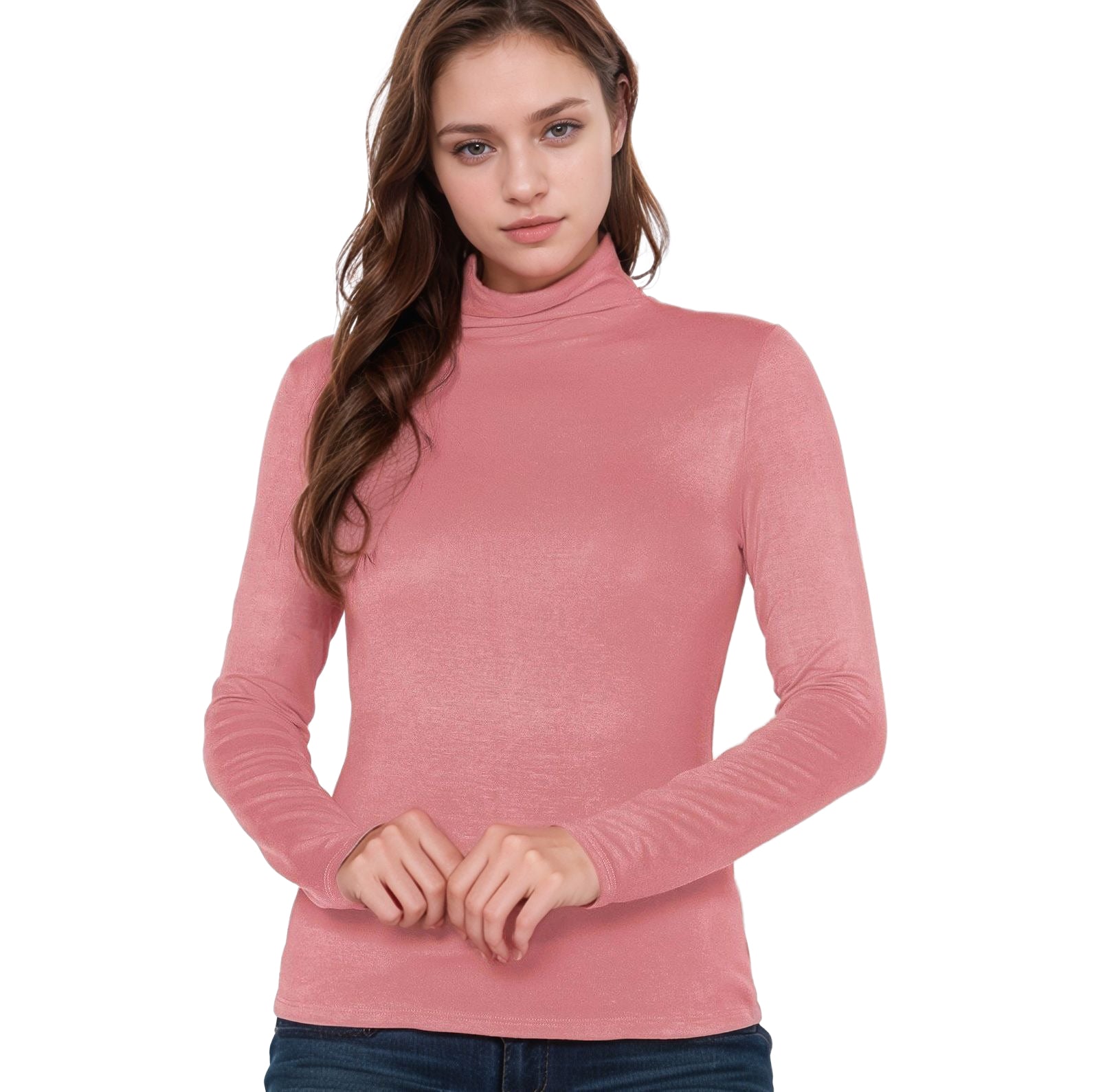 Women's Long Sleeve Turtle Neck Fitted Top