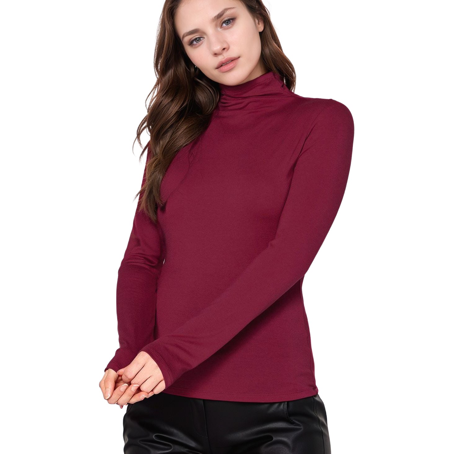 Women's Long Sleeve Turtle Neck Fitted Top