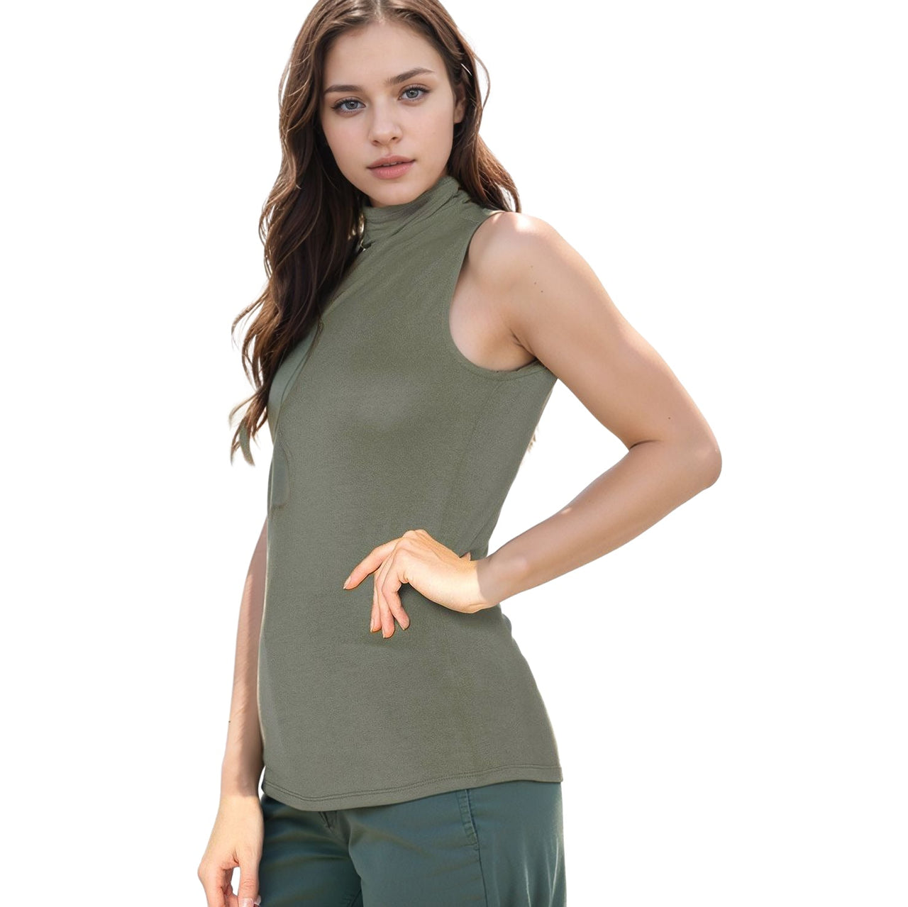 Women's Sleeveless Turtle Neck Fitted Top