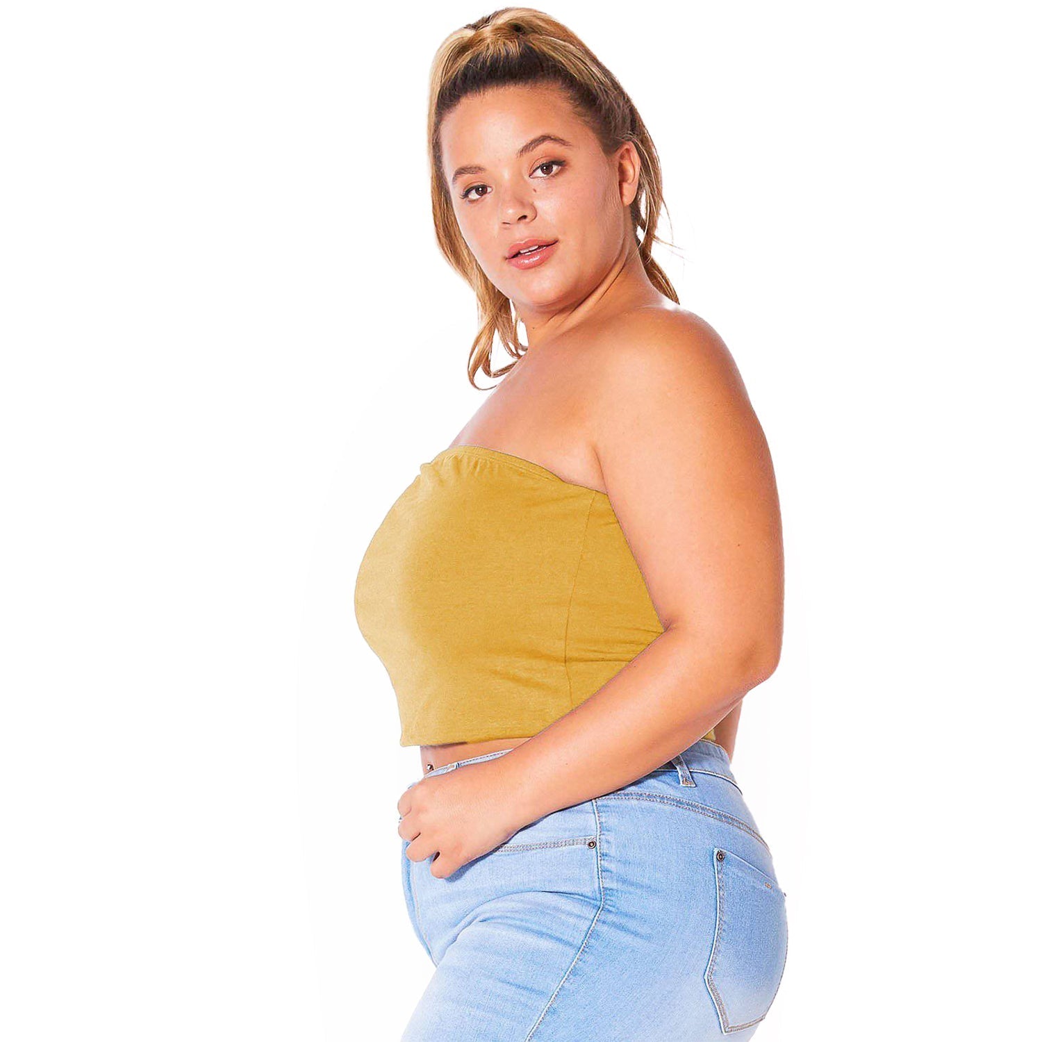 Plus Size Women's Sleeveless Cropped Tube Top
