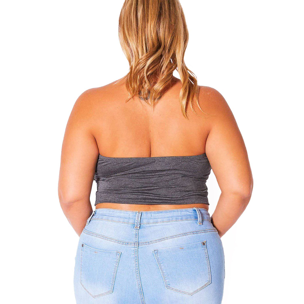 Plus Size Women's Sleeveless Cropped Tube Top