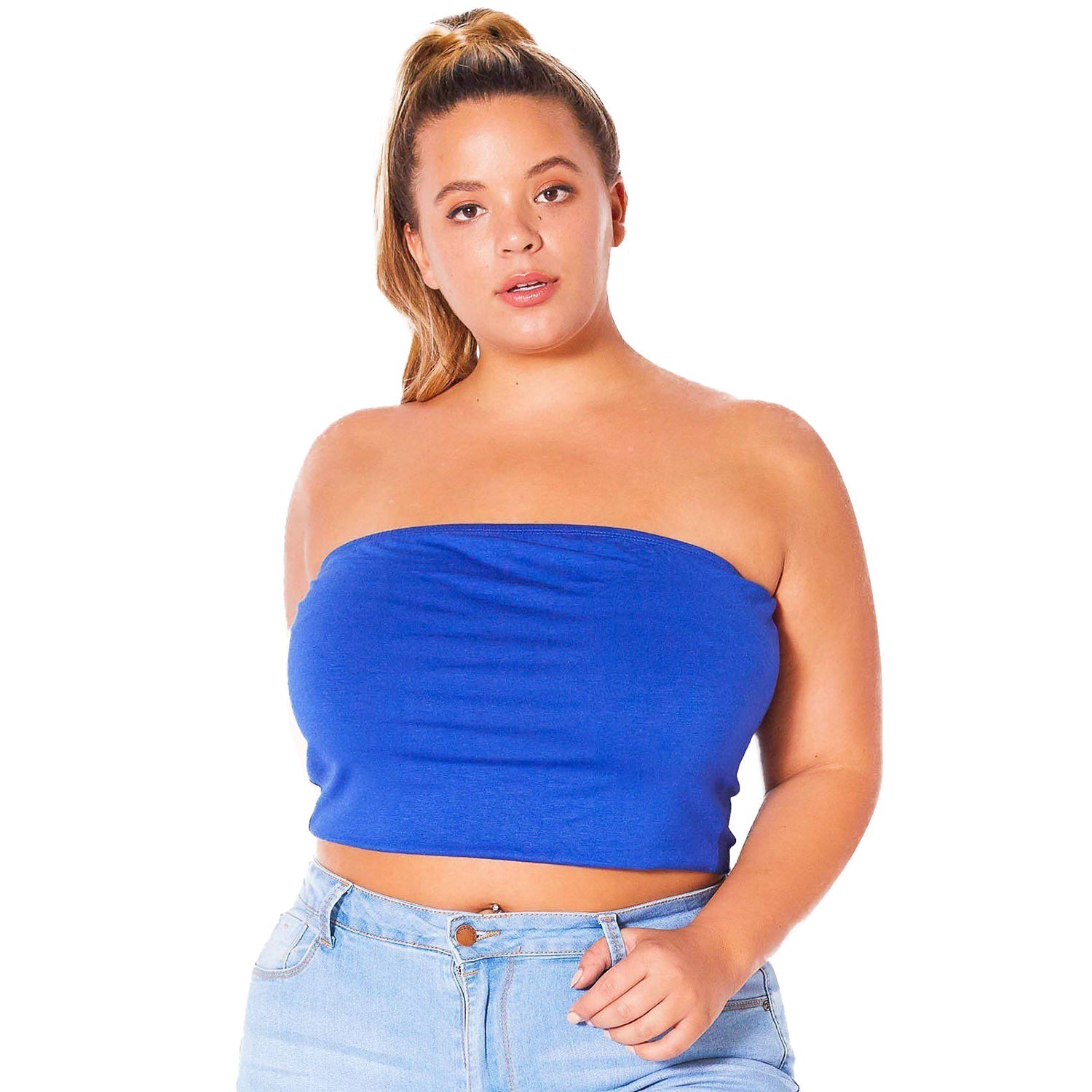 Plus Size Women's Sleeveless Cropped Tube Top