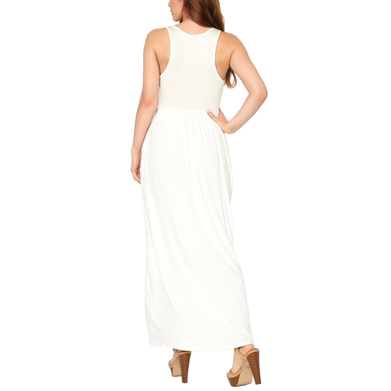 Womens Sleeveless Pleated Maxi Dress