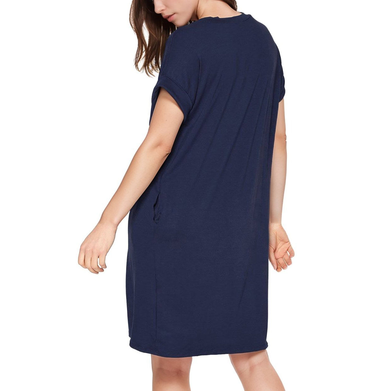Women's V-Neck T-shirt Dress With Pocket