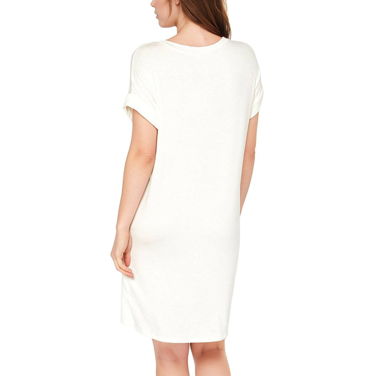 Women's V-Neck T-shirt Dress With Pocket