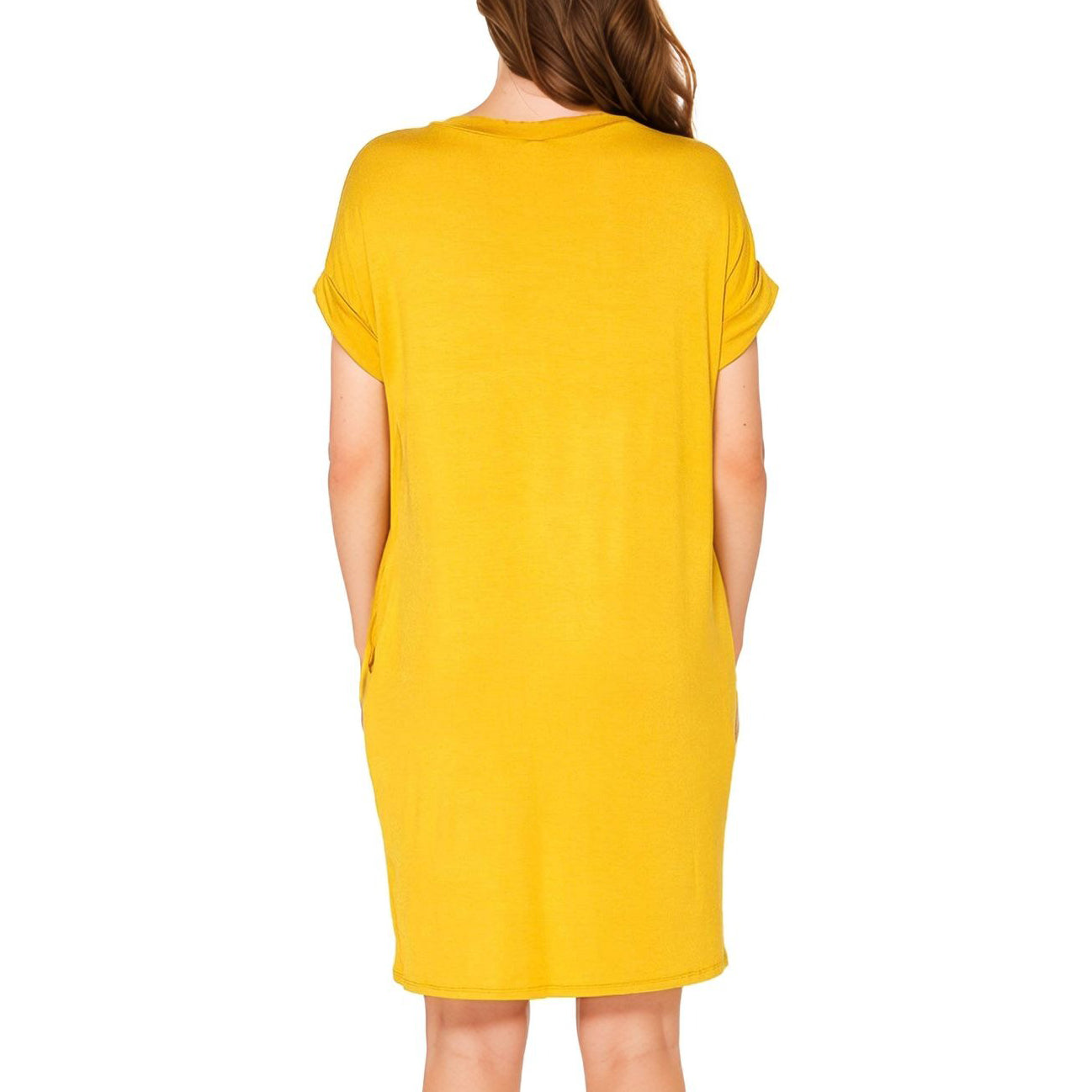 Women's V-Neck T-shirt Dress With Pocket