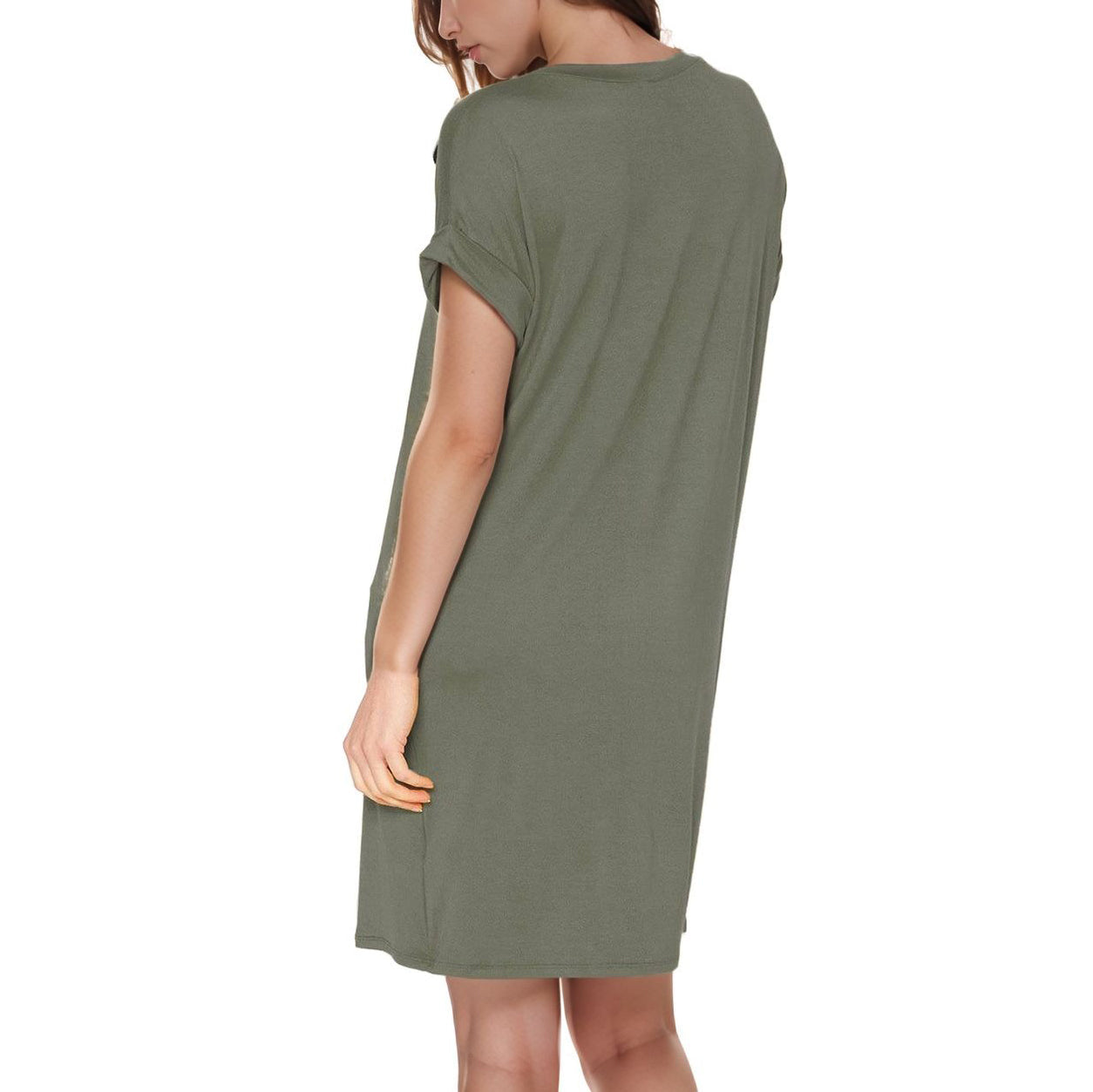 Women's V-Neck T-shirt Dress With Pocket