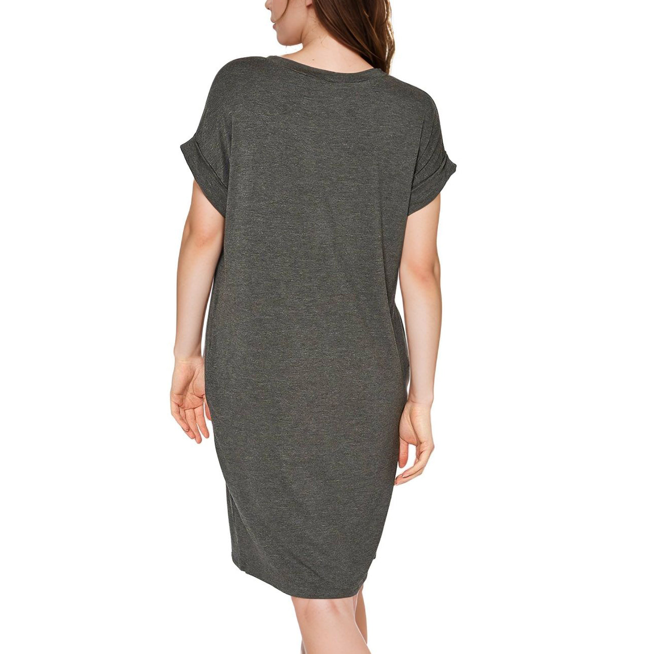 Women's V-Neck T-shirt Dress With Pocket