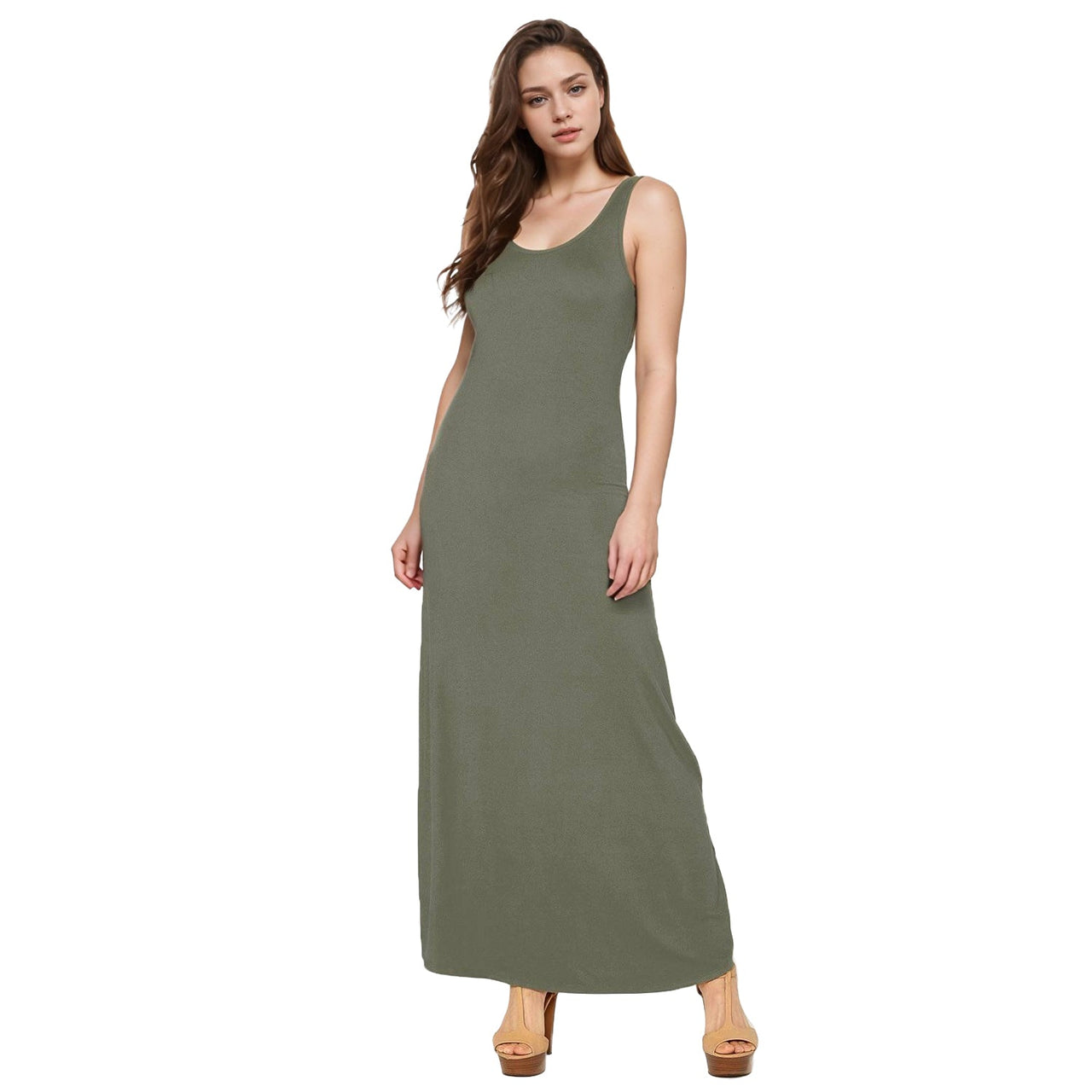 Women's Sleeveless Scoop Neck Maxi Dress