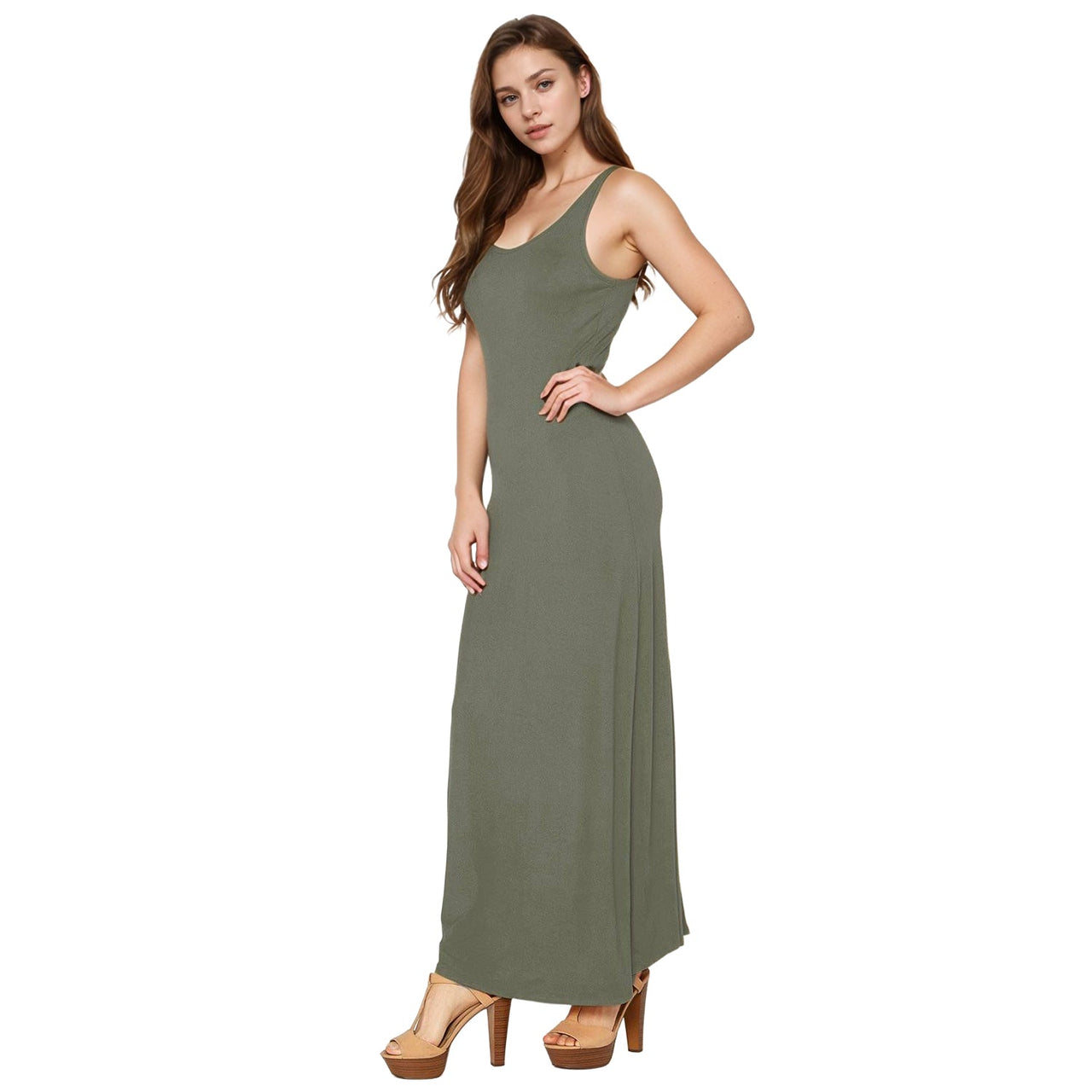 Women's Sleeveless Scoop Neck Maxi Dress