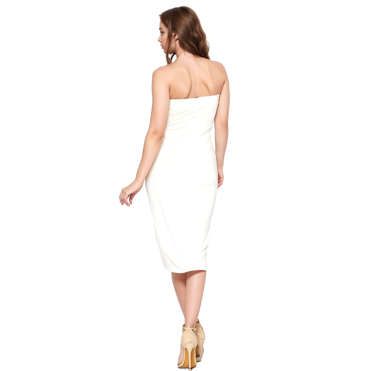 Women's Tube Top Bodycon Midi Dress