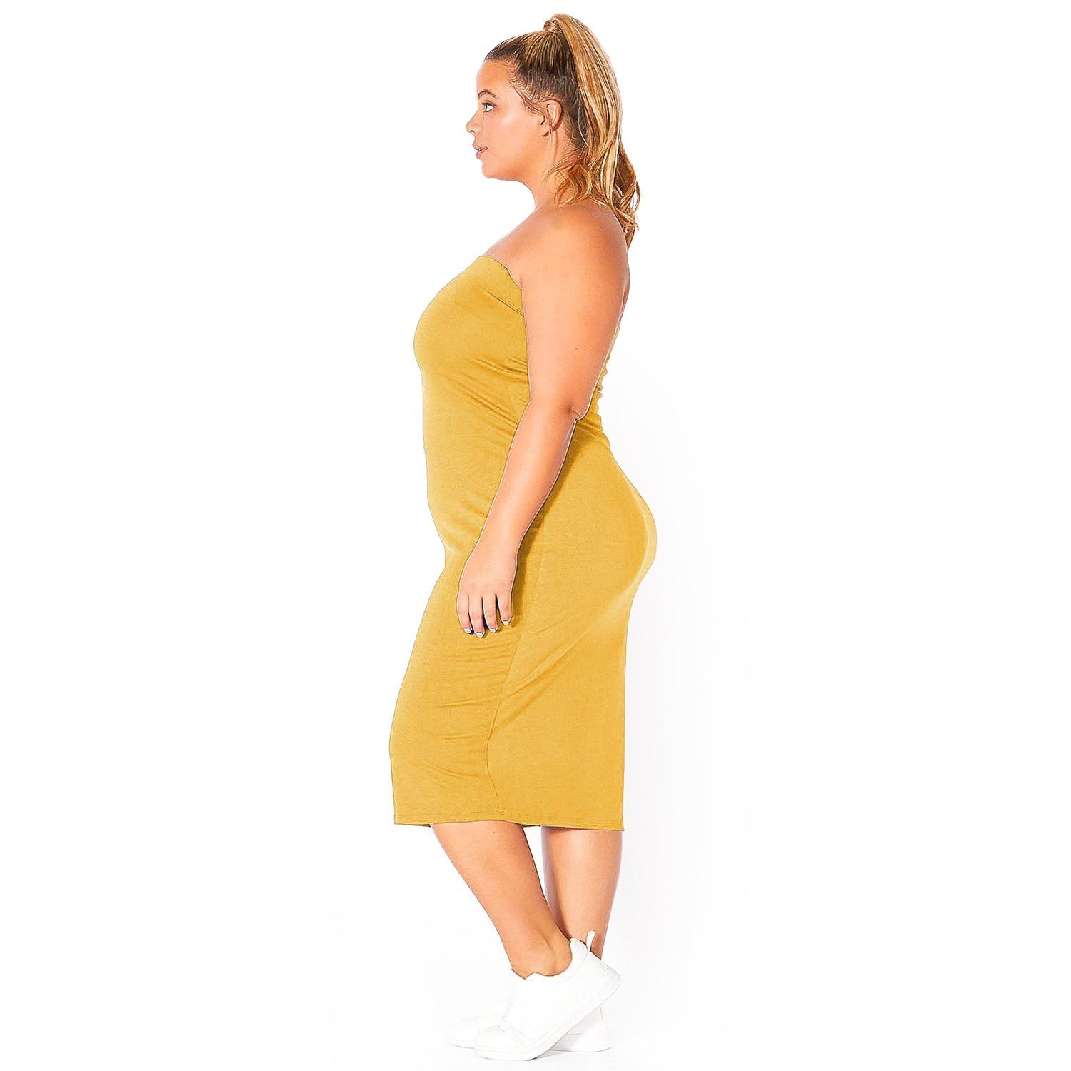 Plus Size Tube Top Bodycon Midi Dress