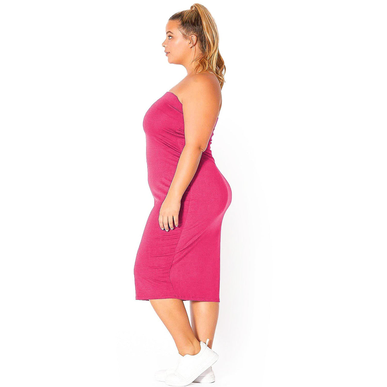 Plus Size Tube Top Bodycon Midi Dress