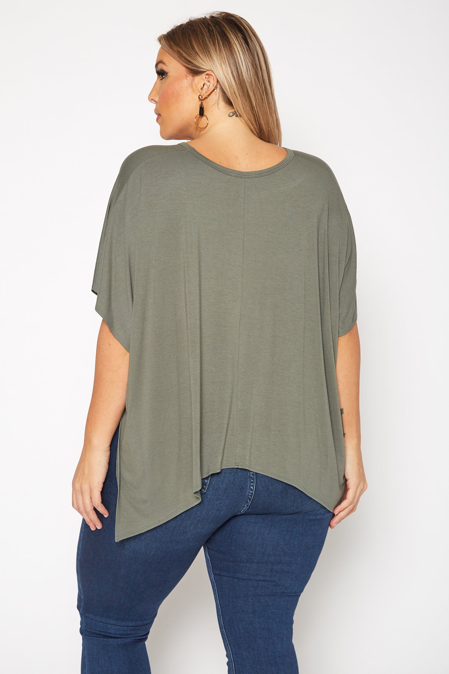 Bellatrix Plus Basic V-Neck Poncho Styled Tunic