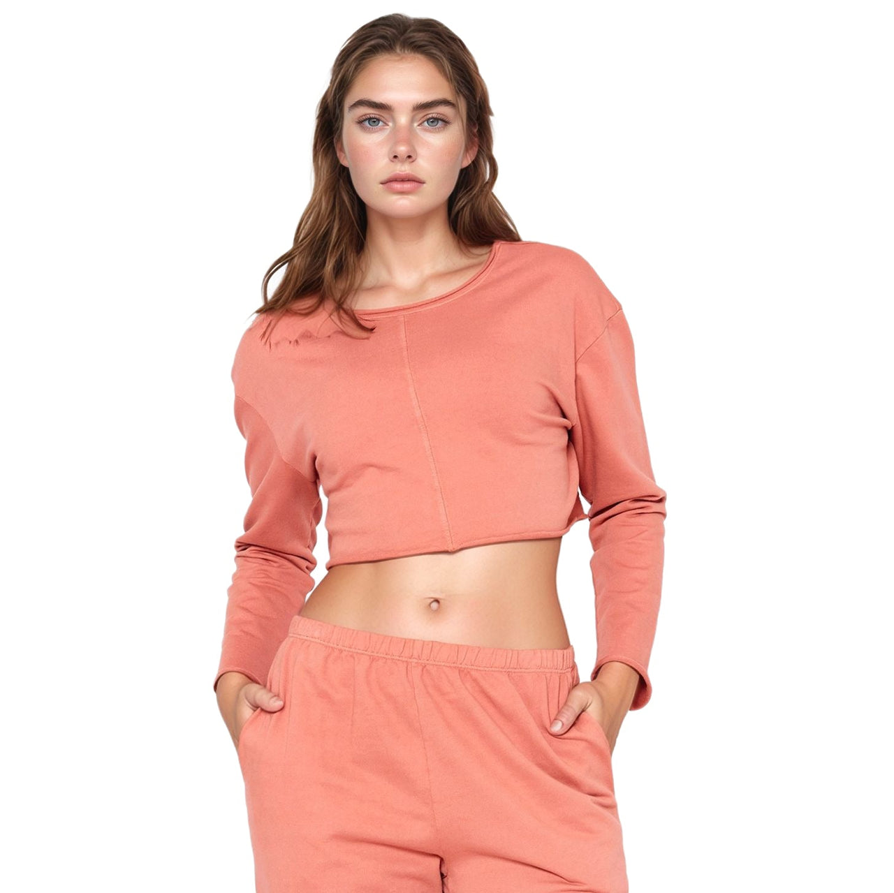 Cropped Scoop Neck Terry Sweatshirt