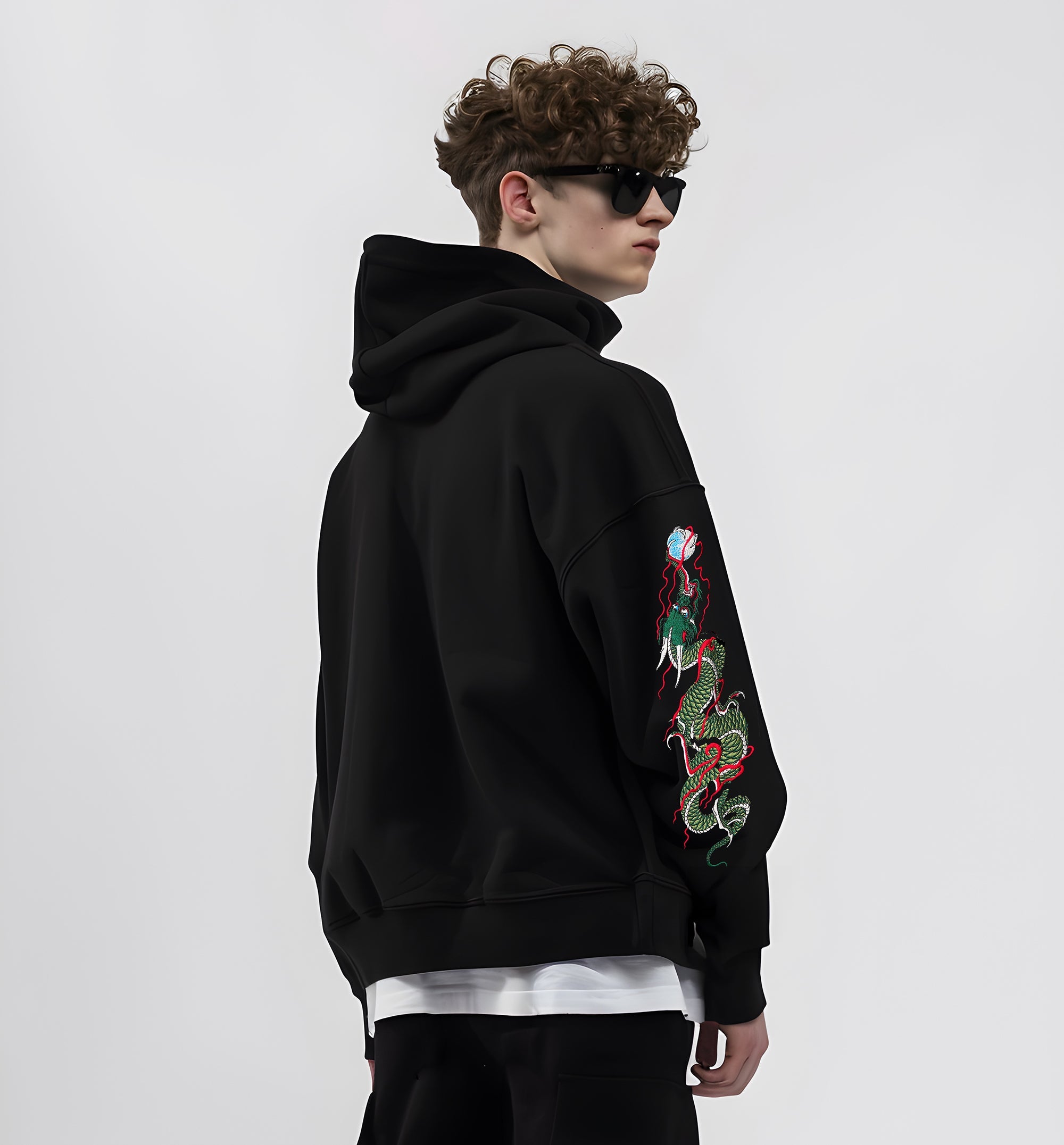 KH9005 Green Dragon Embroidery Hoodie