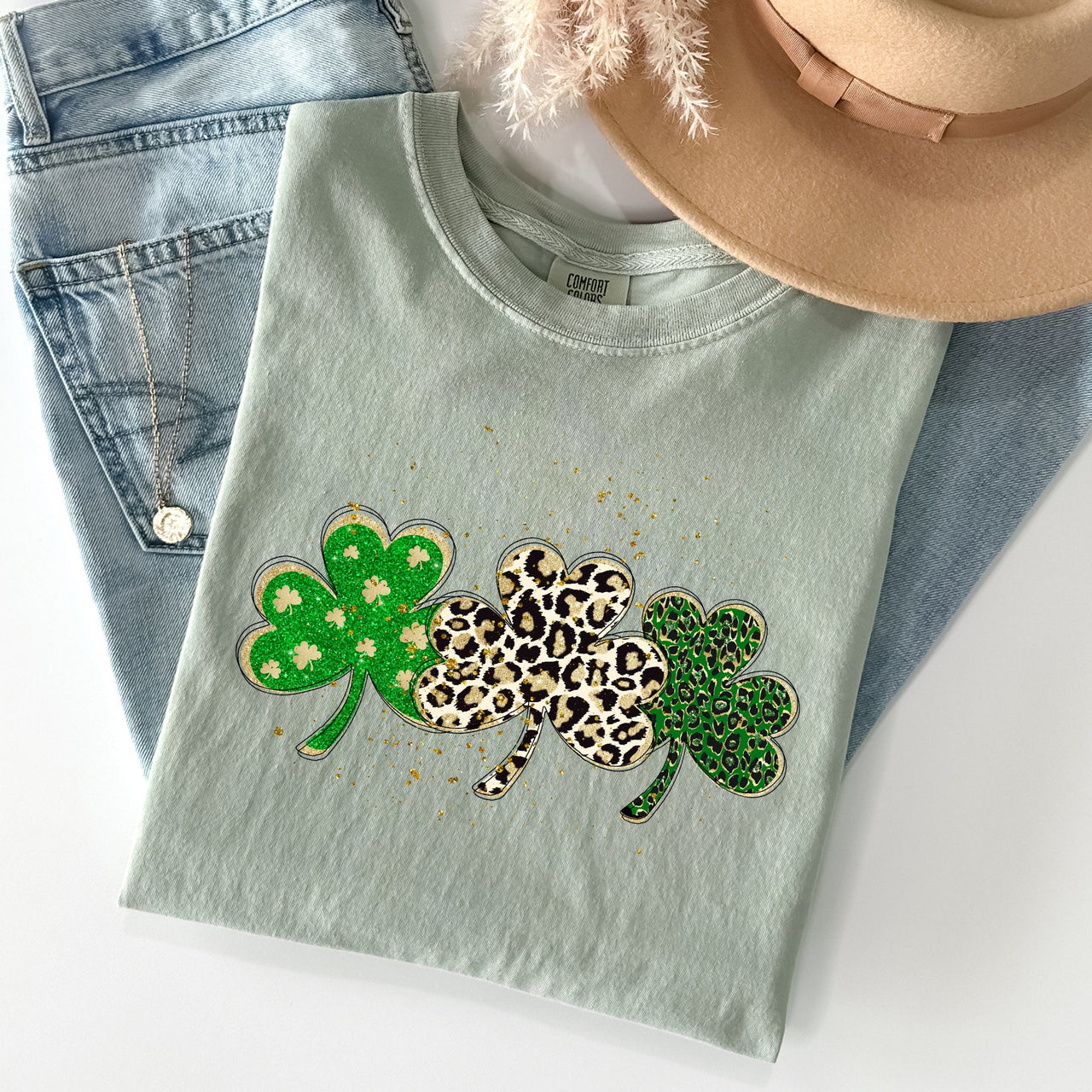 Leopard Print Shamrocks St Patrick's Day Limited Edition Collection Comfort Colors Tee