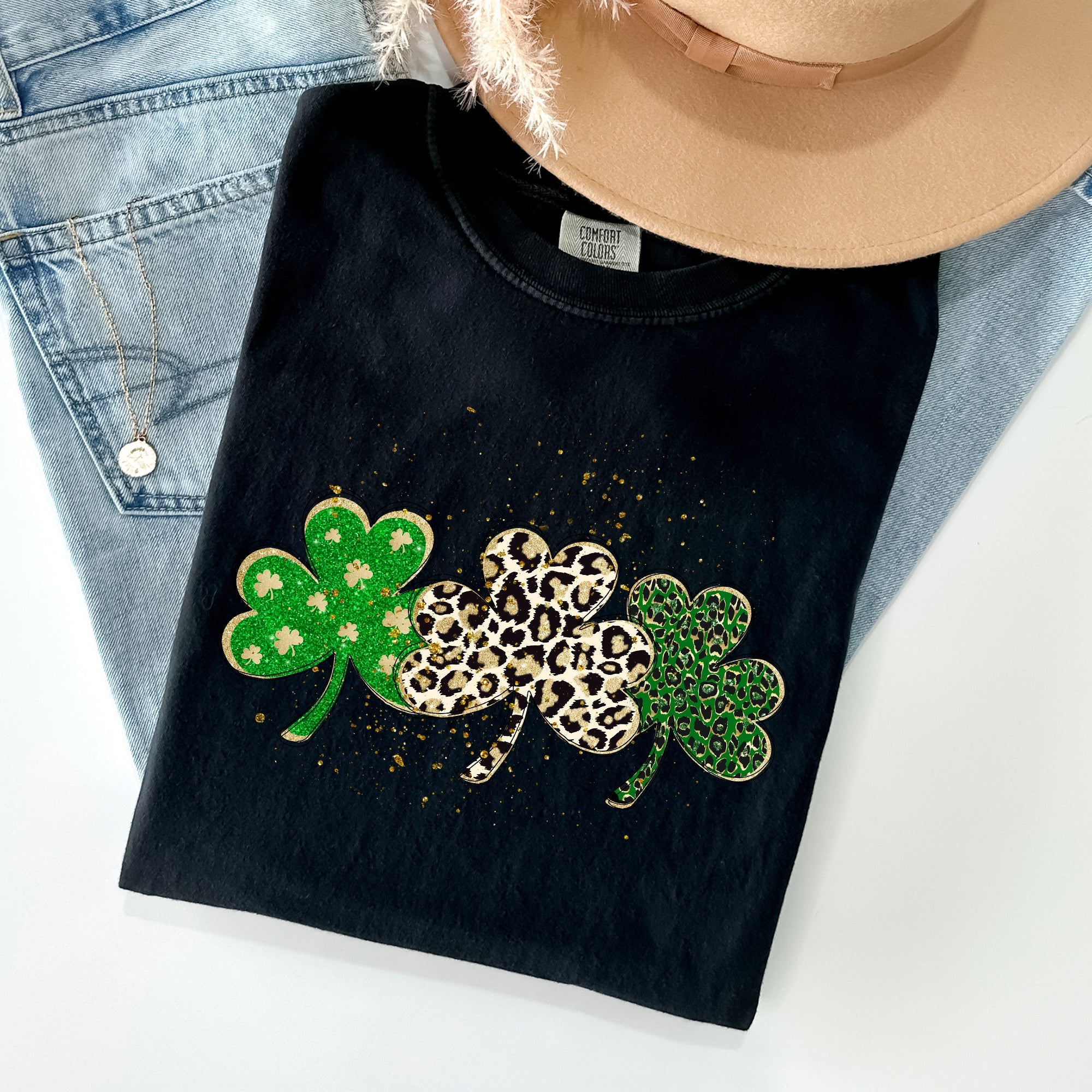 Leopard Print Shamrocks St Patrick's Day Limited Edition Collection Comfort Colors Tee