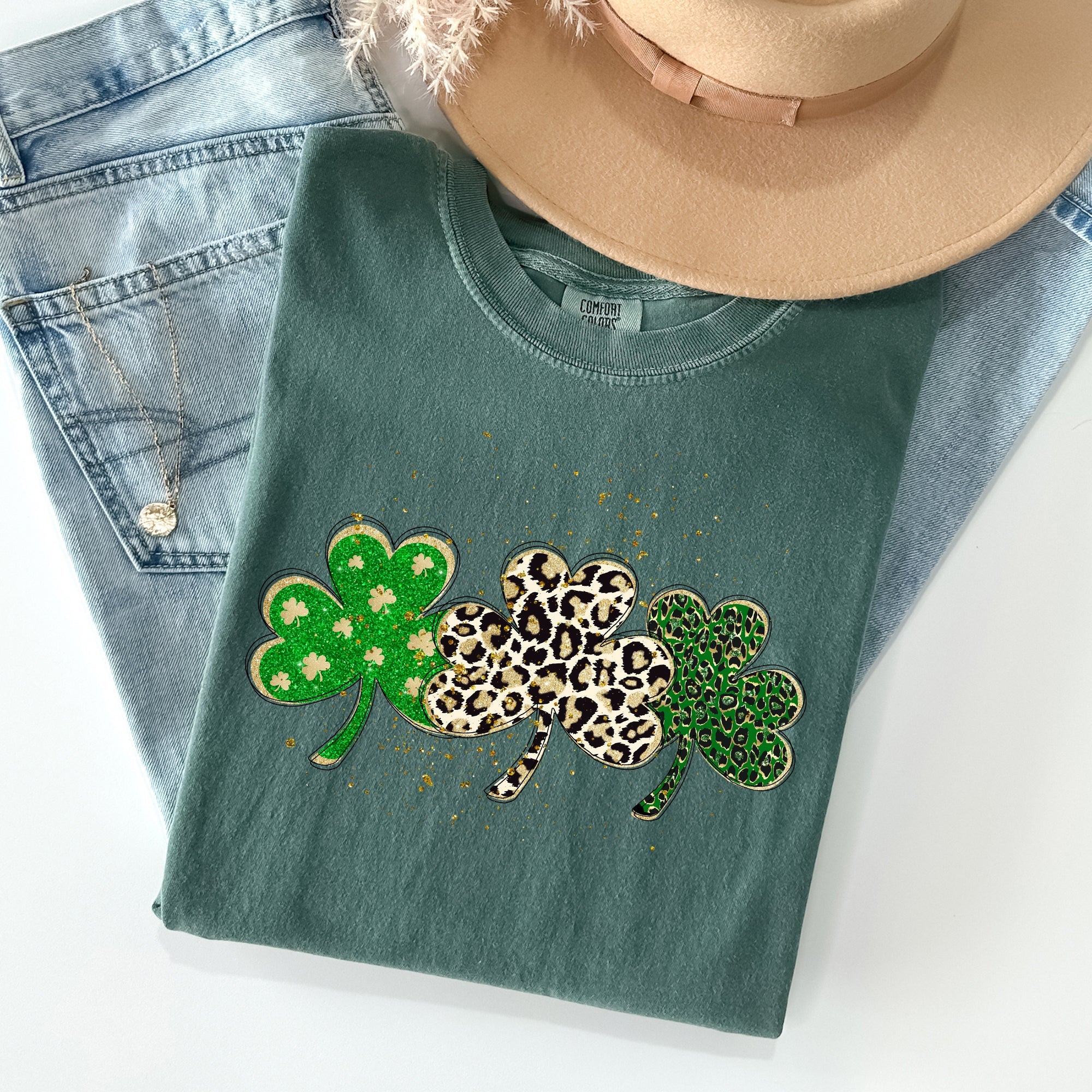 Leopard Print Shamrocks St Patrick's Day Limited Edition Collection Comfort Colors Tee