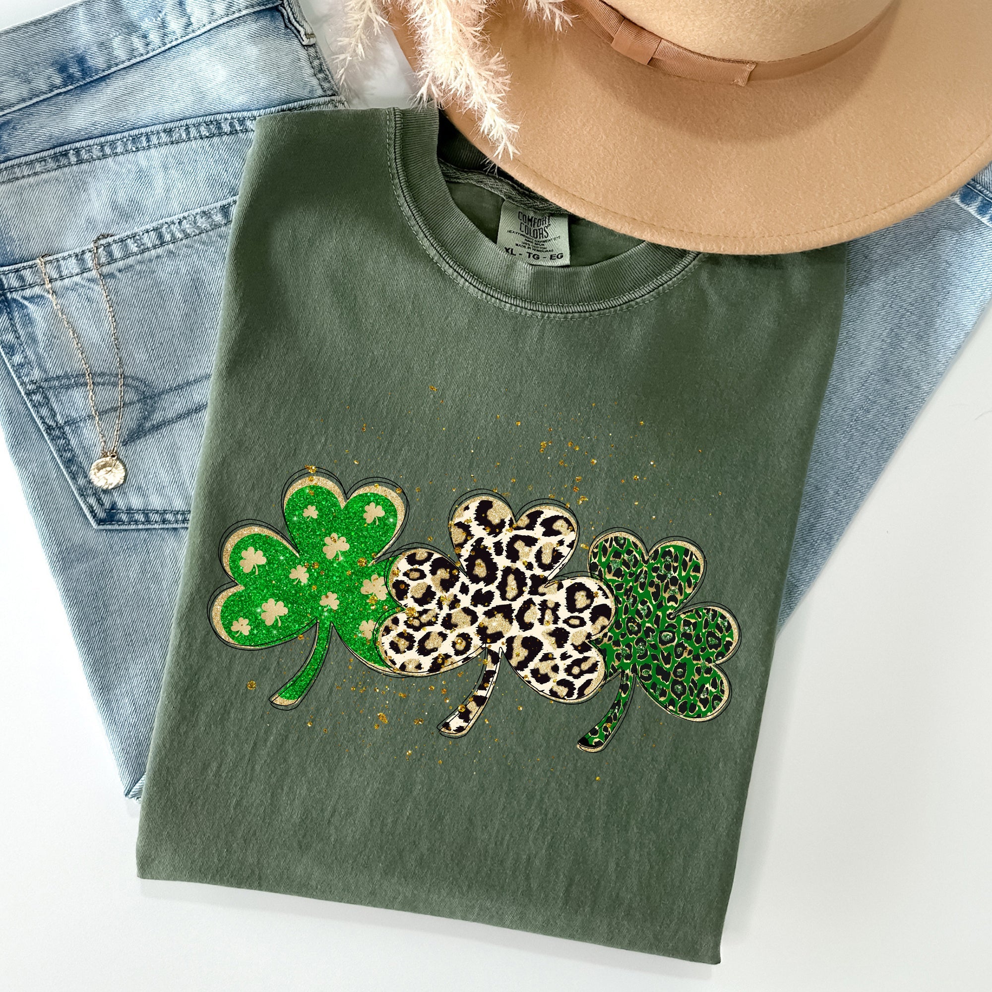 Leopard Print Shamrocks St Patrick's Day Limited Edition Collection Comfort Colors Tee