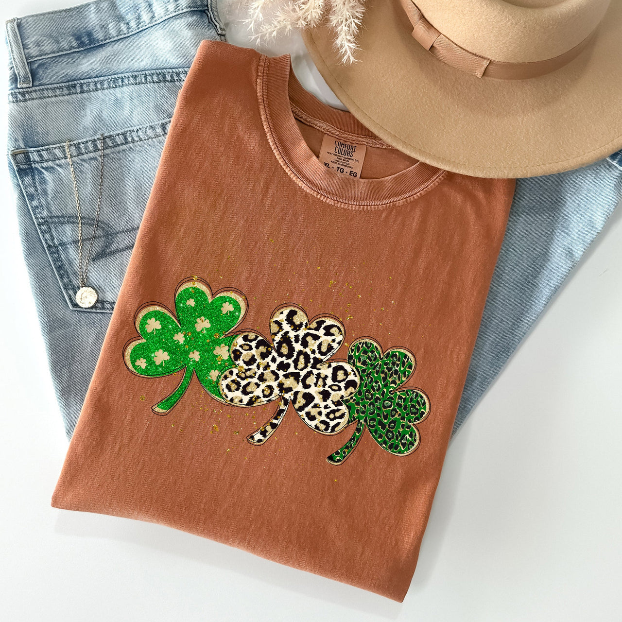 Leopard Print Shamrocks St Patrick's Day Limited Edition Collection Comfort Colors Tee