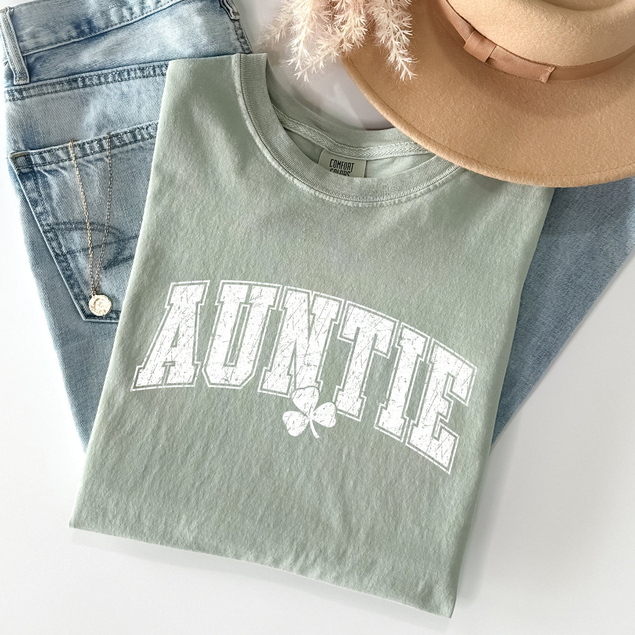 Auntie St Patrick's Day Shamrock Cozy Wear For Family Festivities And Irish Pride Comfort Colors Tee