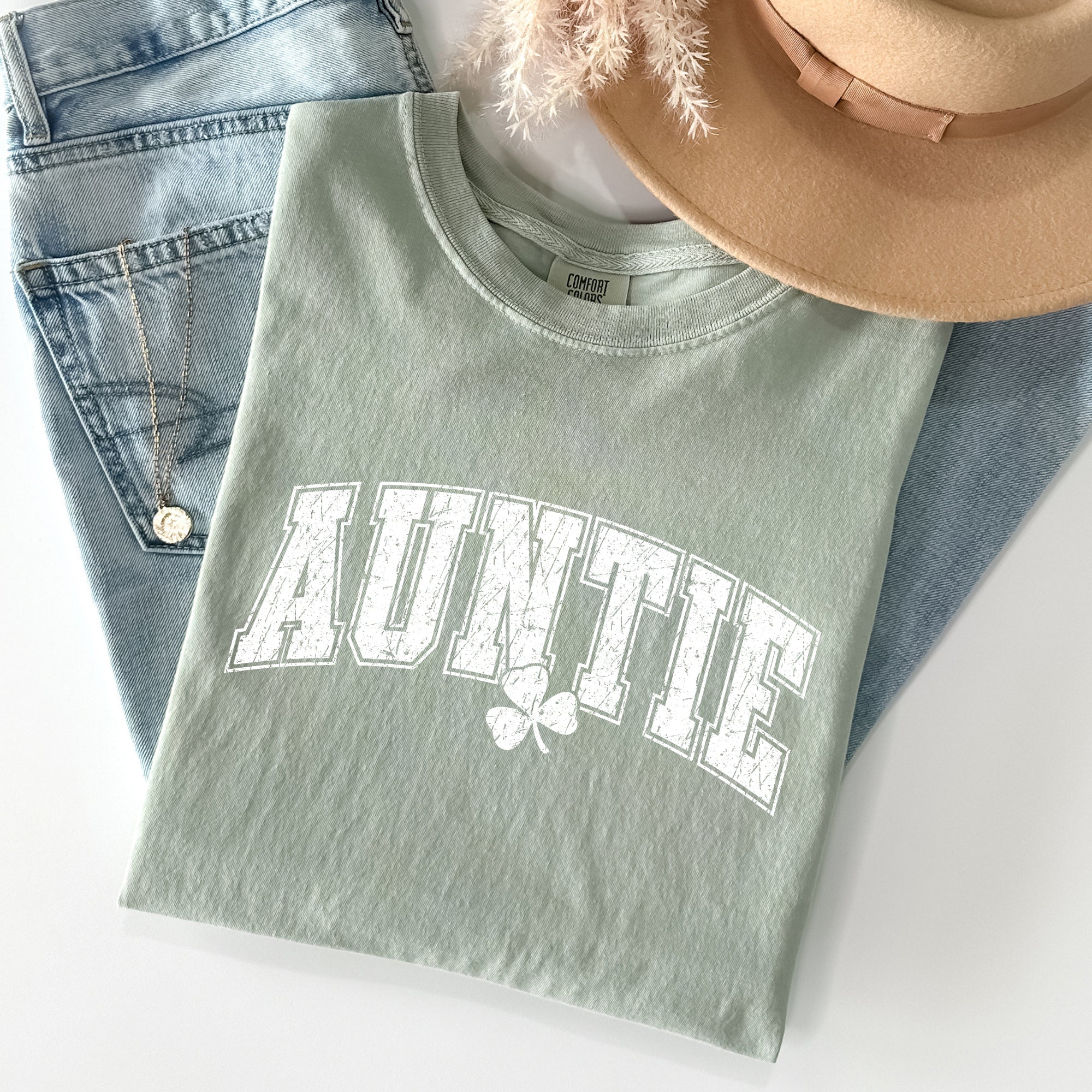 Auntie St Patrick's Day Shamrock Cozy Wear For Family Festivities And Irish Pride Comfort Colors Tee