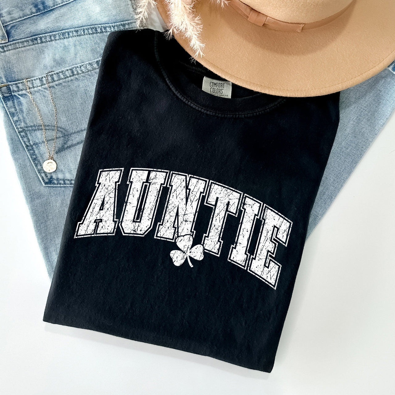 Auntie St Patrick's Day Shamrock Cozy Wear For Family Festivities And Irish Pride Comfort Colors Tee
