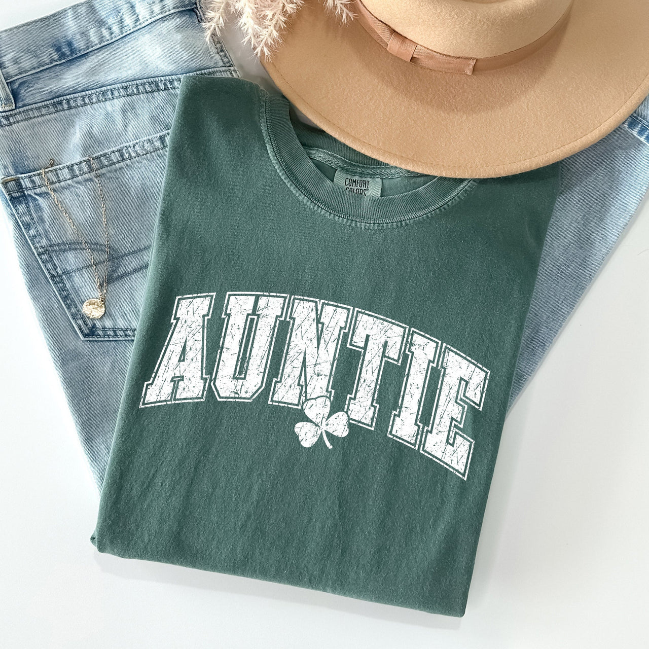 Auntie St Patrick's Day Shamrock Cozy Wear For Family Festivities And Irish Pride Comfort Colors Tee