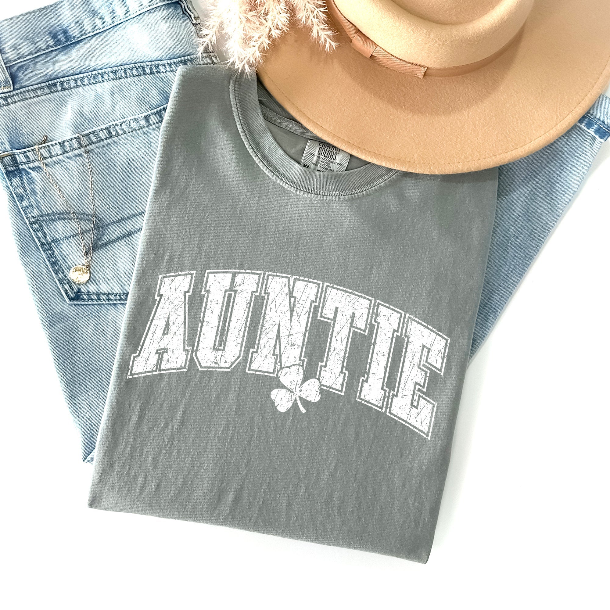 Auntie St Patrick's Day Shamrock Cozy Wear For Family Festivities And Irish Pride Comfort Colors Tee