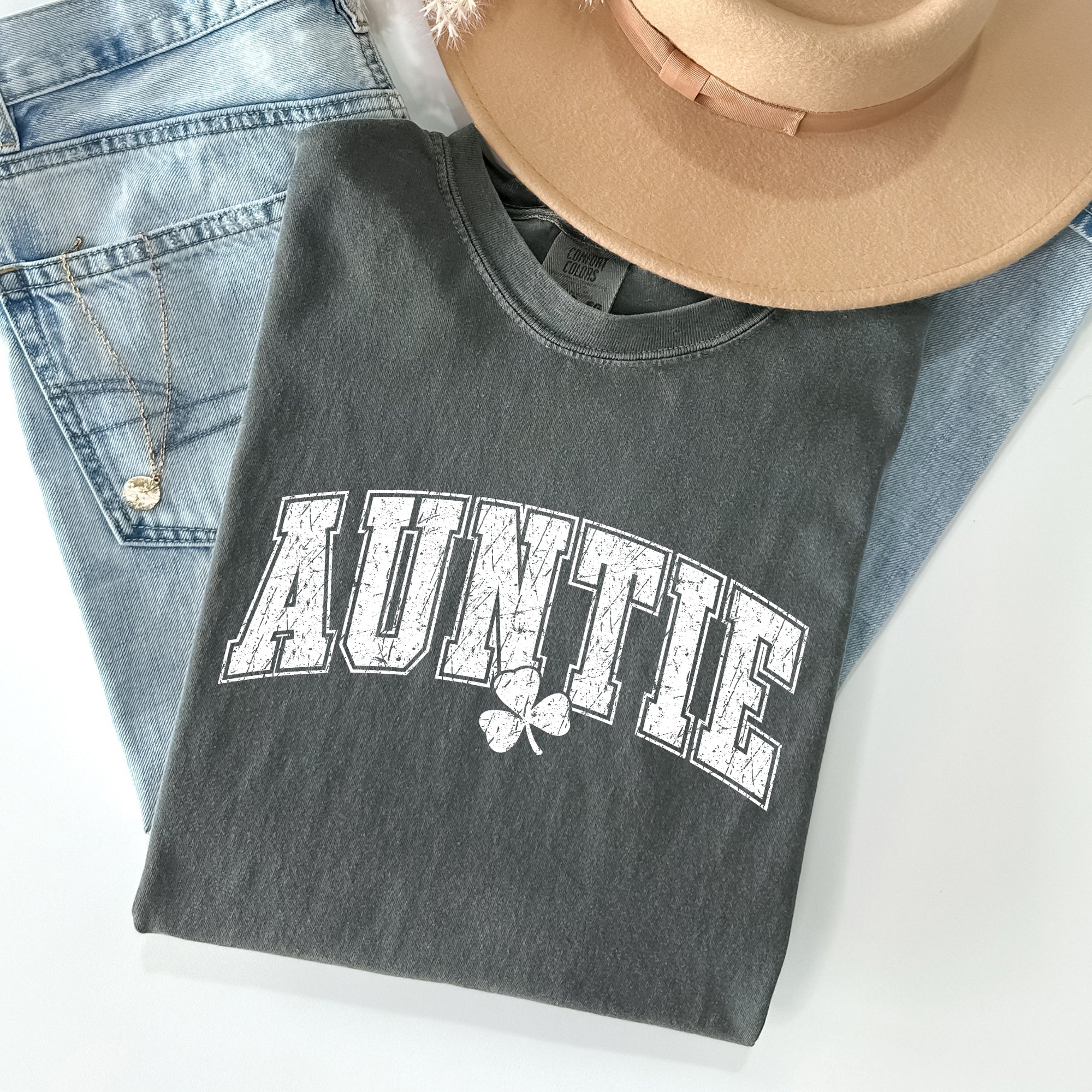 Auntie St Patrick's Day Shamrock Cozy Wear For Family Festivities And Irish Pride Comfort Colors Tee