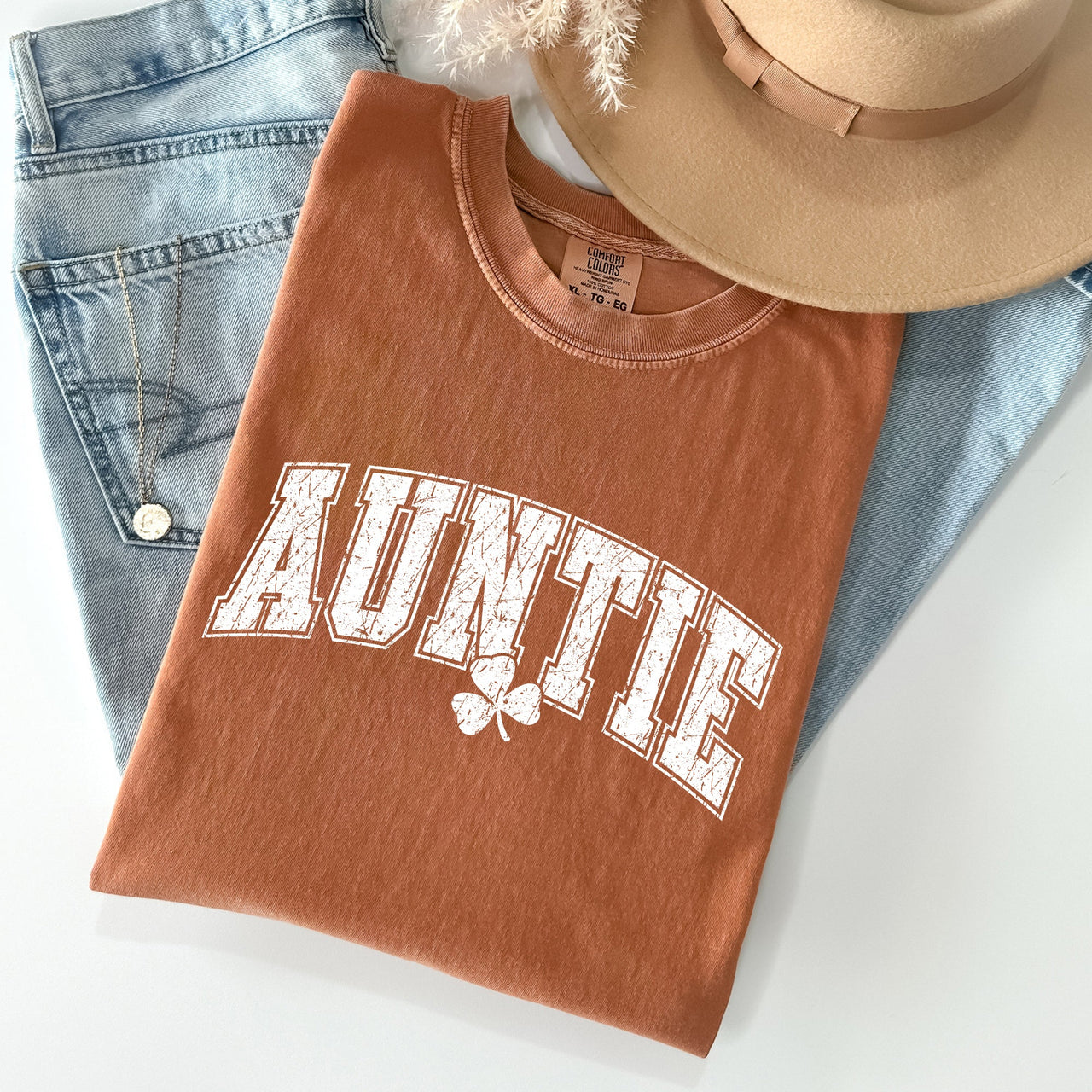 Auntie St Patrick's Day Shamrock Cozy Wear For Family Festivities And Irish Pride Comfort Colors Tee