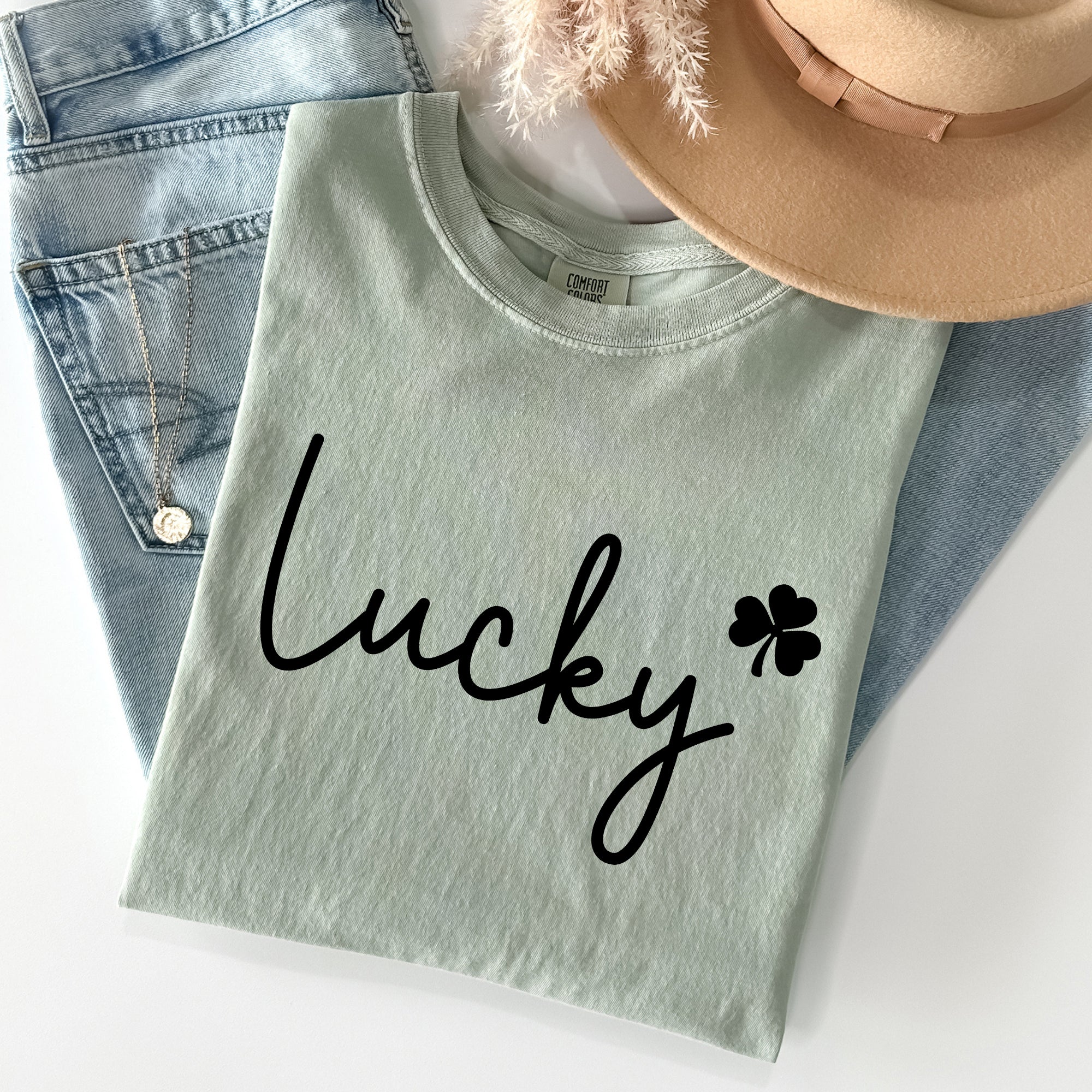 Lucky, Shamrock, St Patrick's Day Comfort Colors Tee