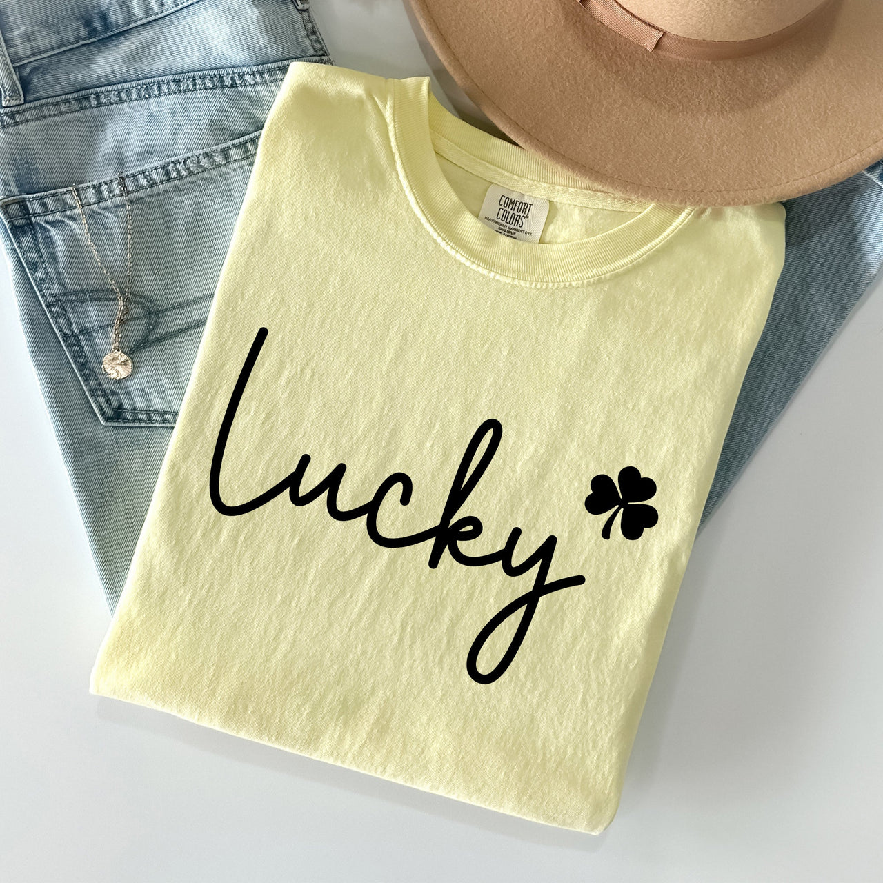 Lucky, Shamrock, St Patrick's Day Comfort Colors Tee