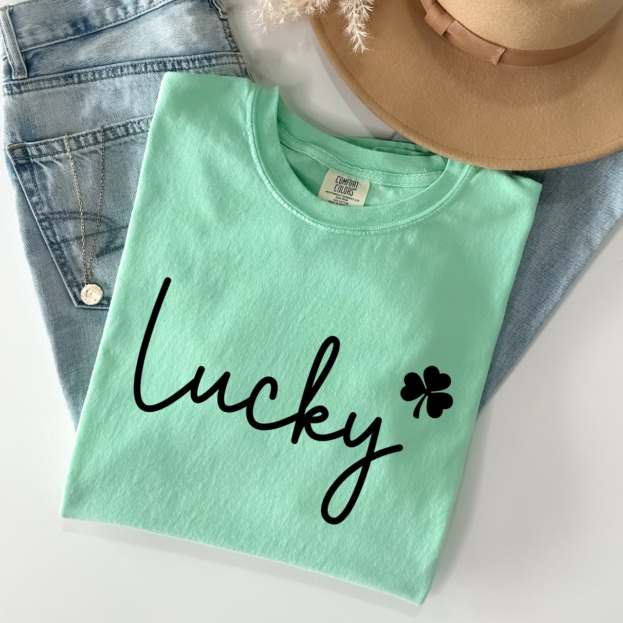 Lucky, Shamrock, St Patrick's Day Comfort Colors Tee
