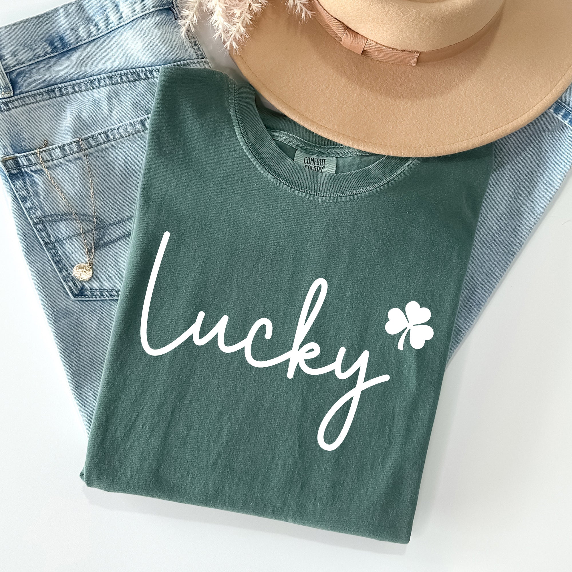 Lucky, Shamrock, St Patrick's Day Comfort Colors Tee