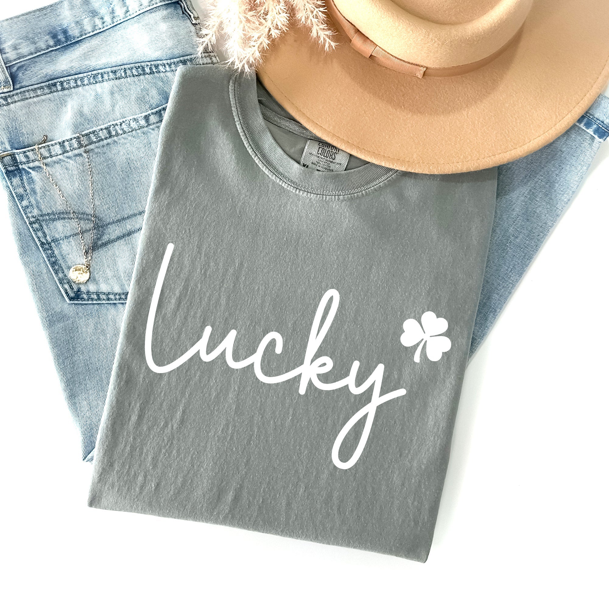 Lucky, Shamrock, St Patrick's Day Comfort Colors Tee