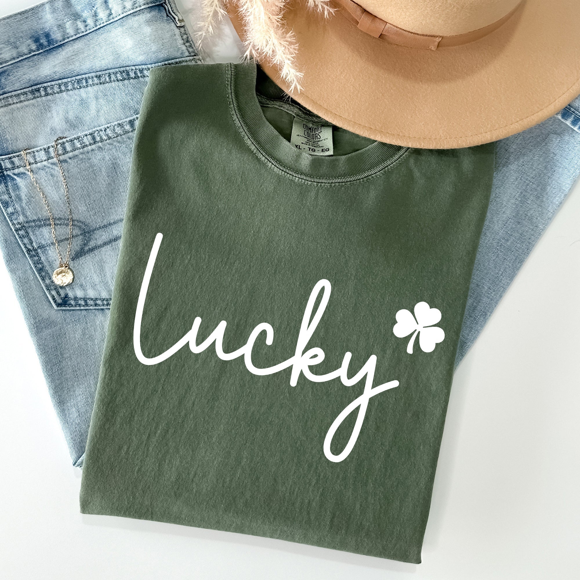 Lucky, Shamrock, St Patrick's Day Comfort Colors Tee