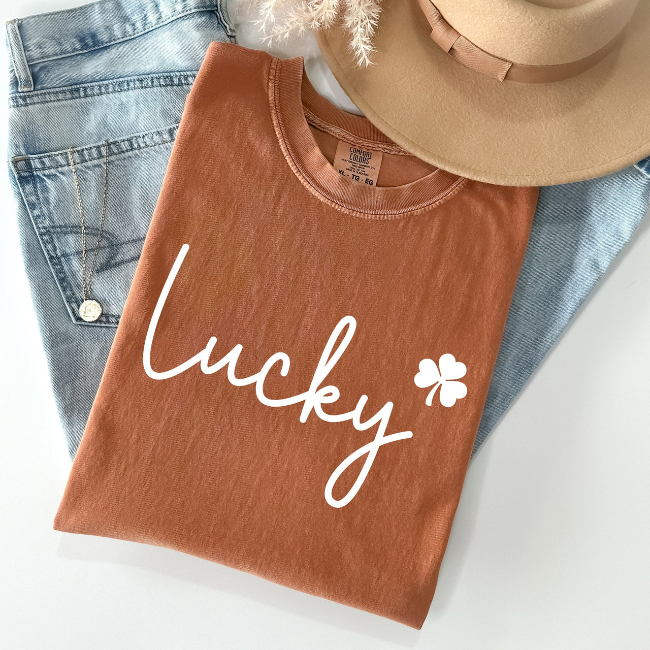 Lucky, Shamrock, St Patrick's Day Comfort Colors Tee